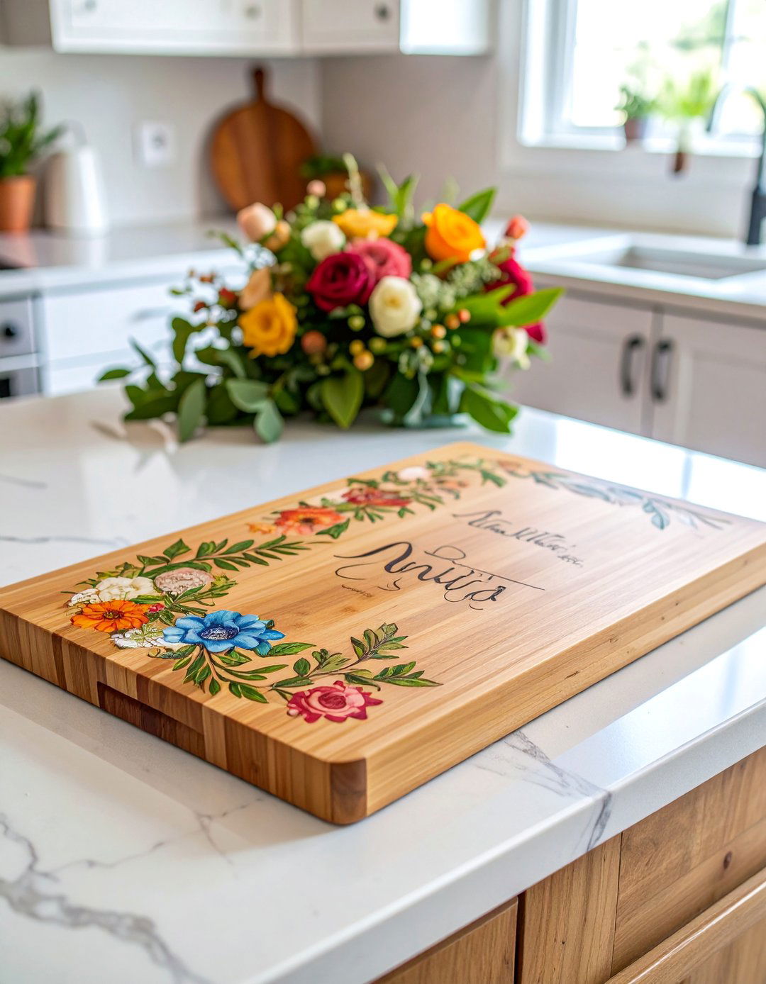 Engraved Bamboo Cutting Board with Wedding Details - 25 Personalized Wedding Gift Ideas