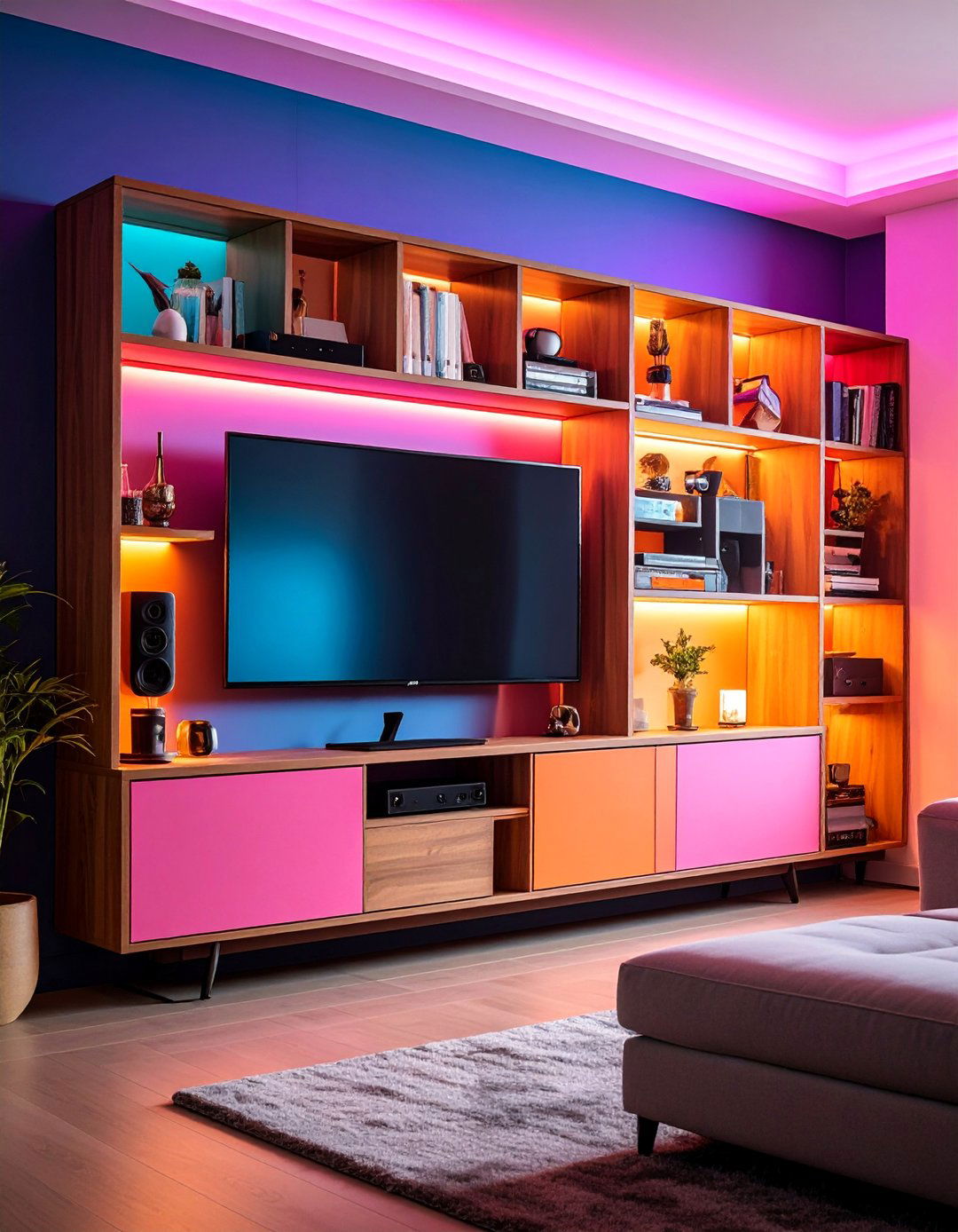 Entertainment Center Cabinet with Media Organization - 25 cabinet storage ideas