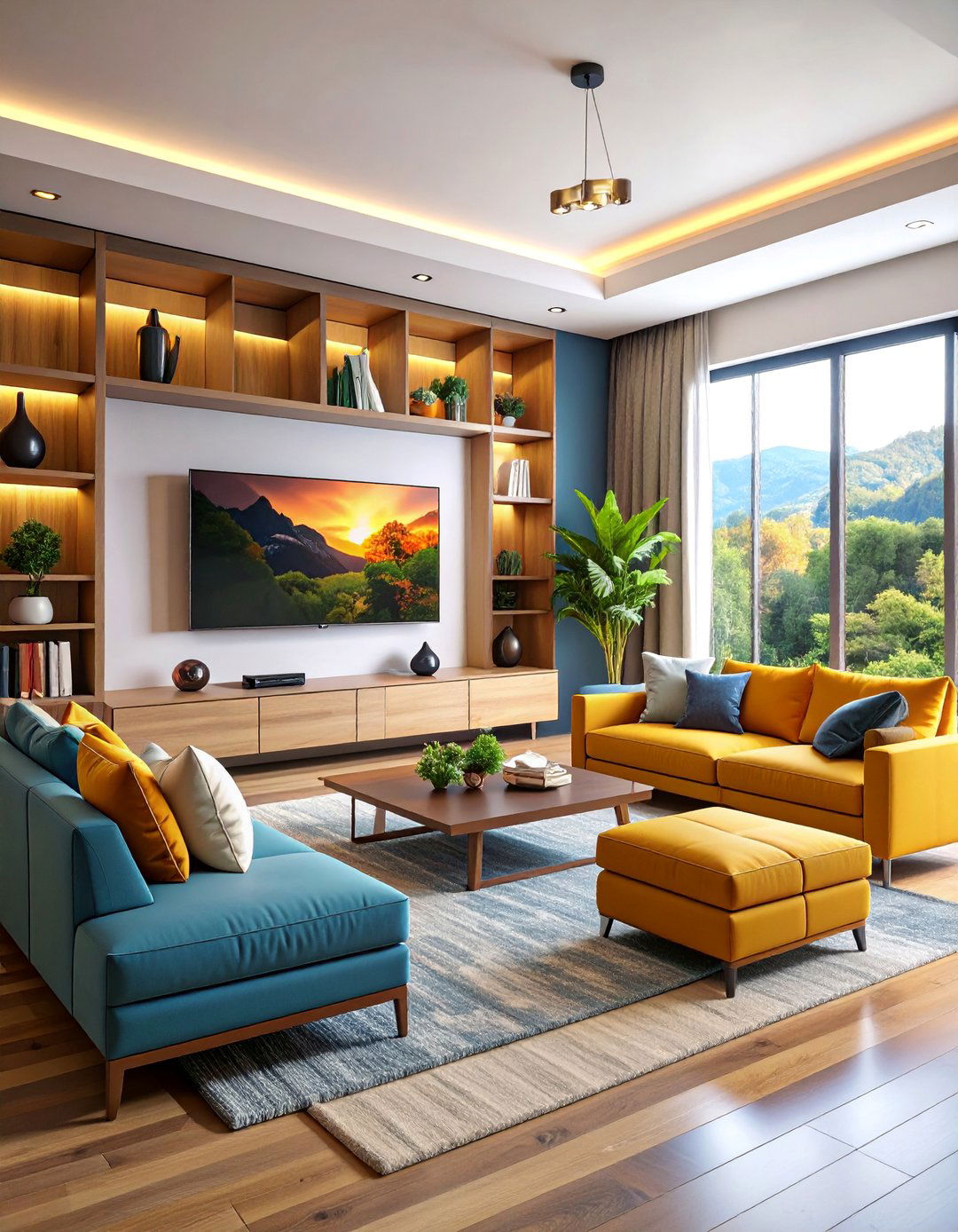Entertainment Centered Symmetrical Layout - 25 Symmetrical Living Room Ideas