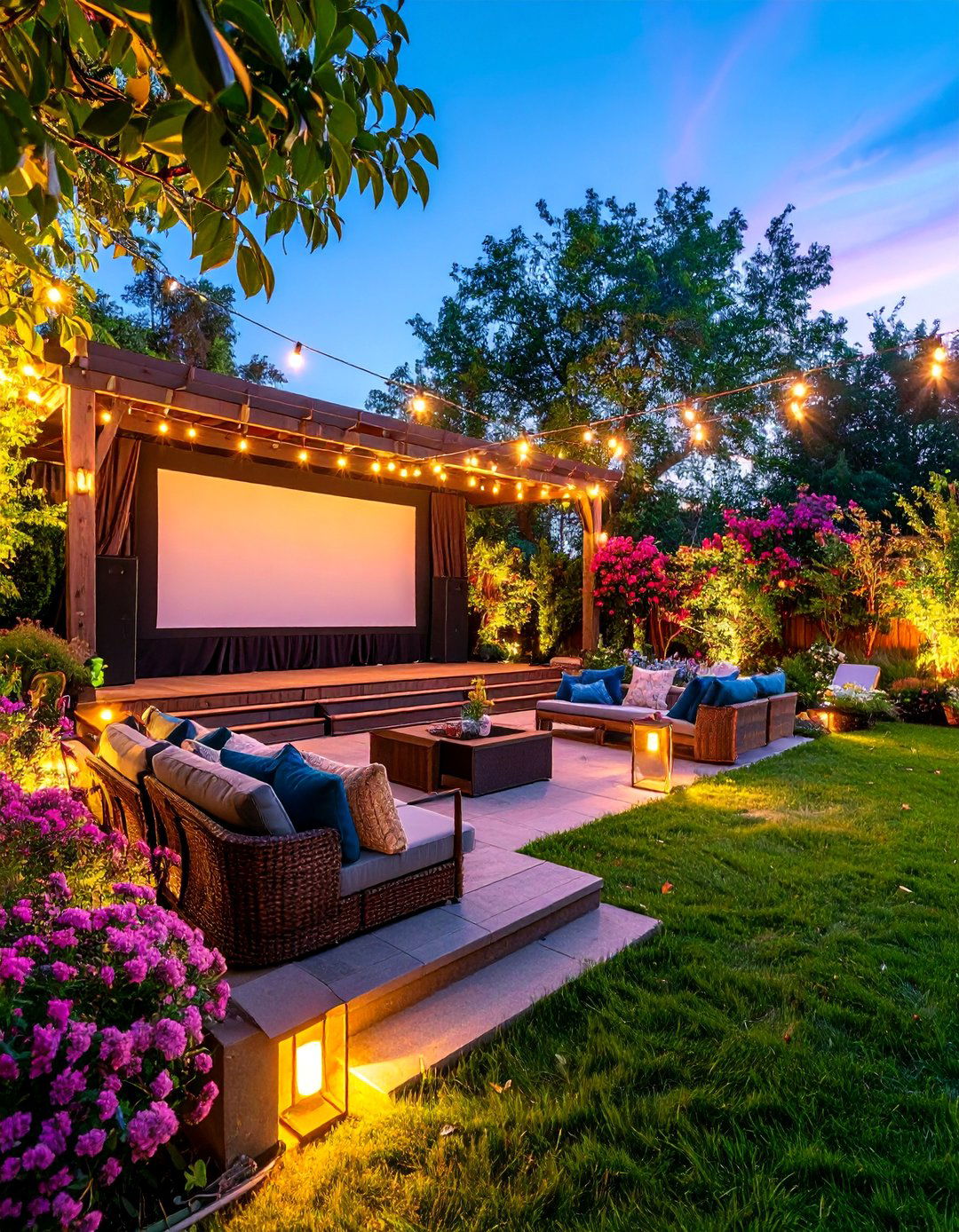 Entertainment Complex with Outdoor Theater - 25 L Shaped Backyard Ideas