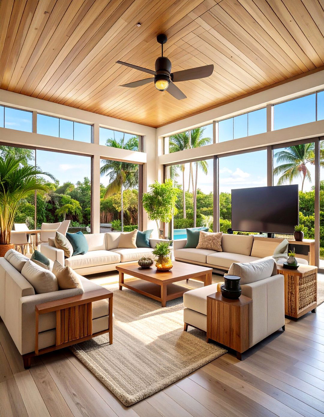 Entertainment Florida Room with Media Center and Comfortable Seating - 25 Florida Room Ideas