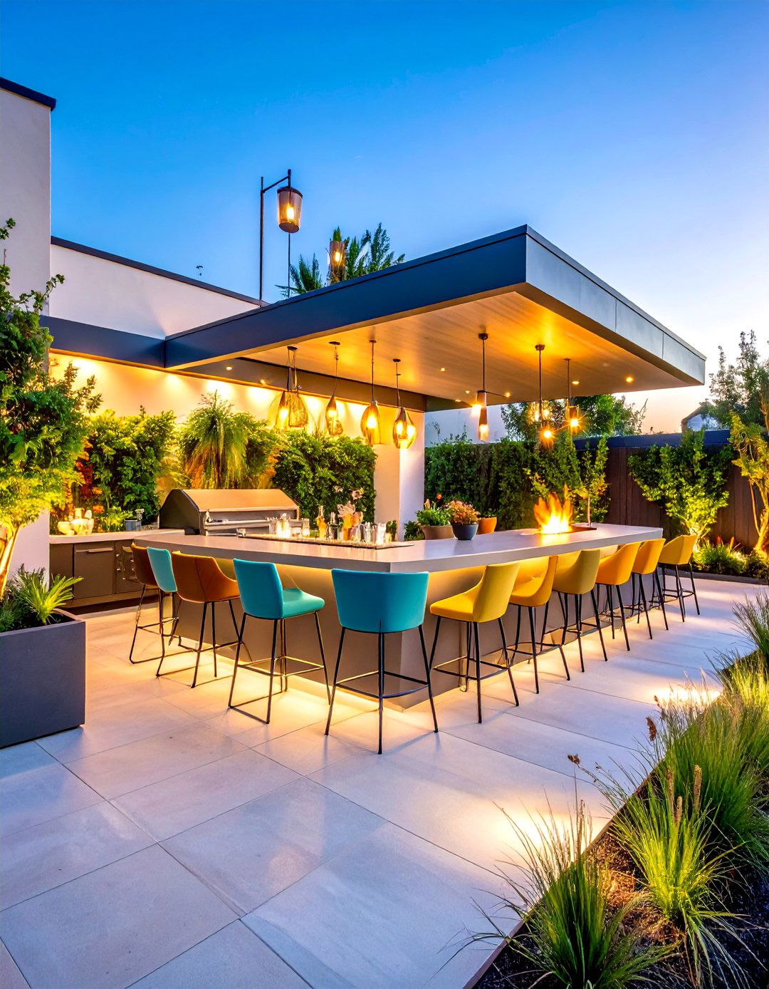 Entertainment Patio with Outdoor Bar Setup - 25 Mid-century Modern Patio Ideas
