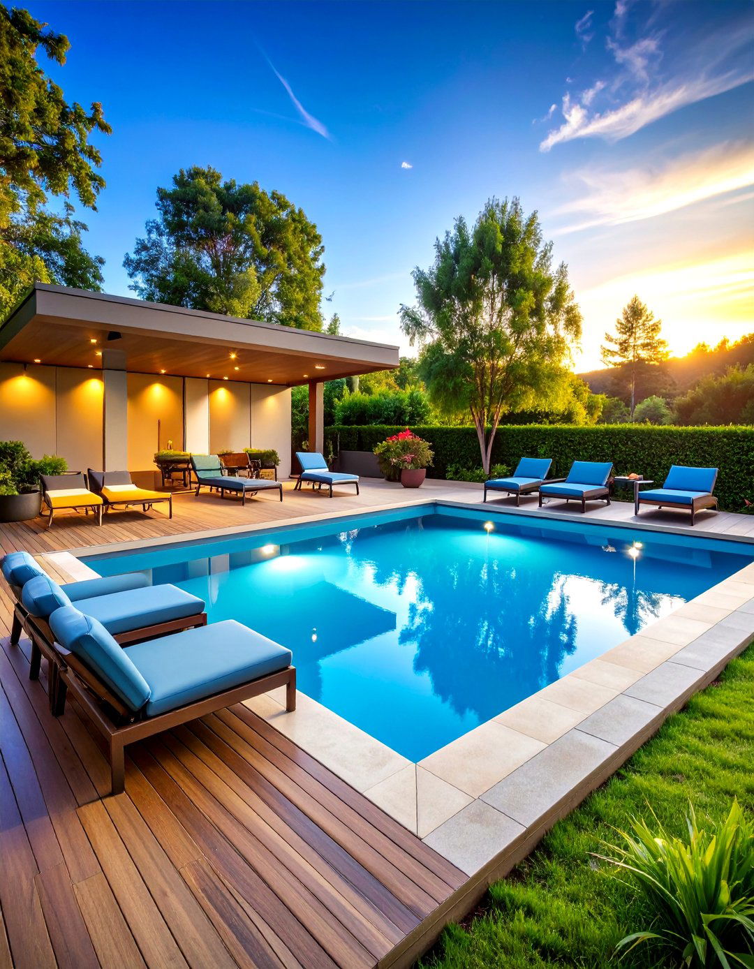 Entertainment Pool with Stadium Spa Seating - 25 Rectangle Pool With Hot Tub
