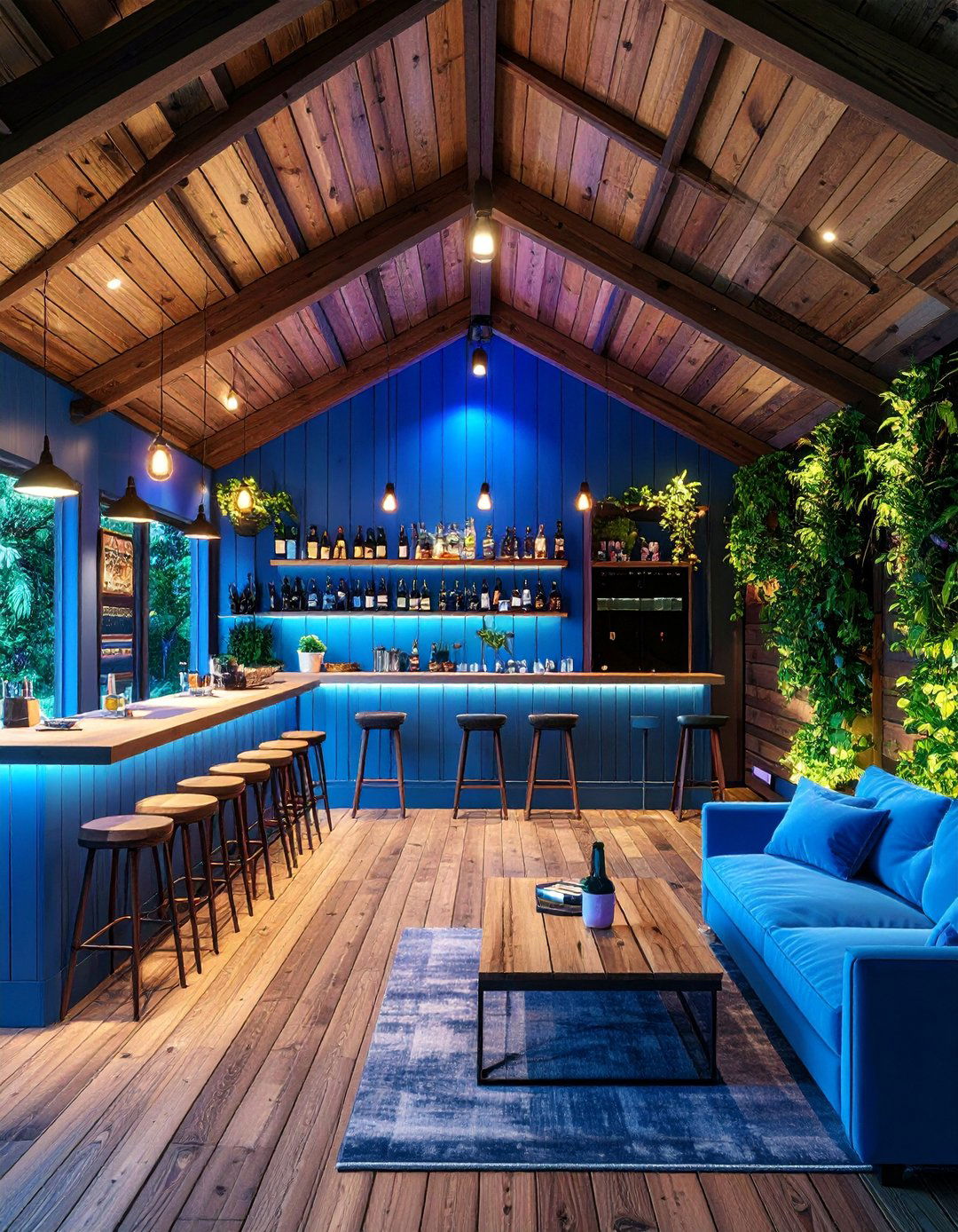 Entertainment She Shed with Bar Setup - 25 She Shed Interior Ideas