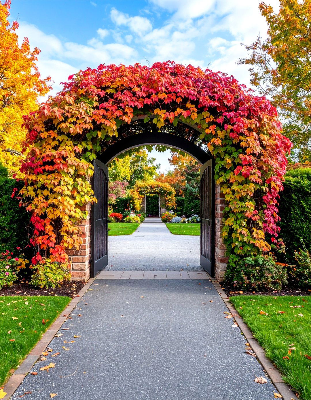 Entrance Arch with Climbing Plants - 25 driveway entrance ideas