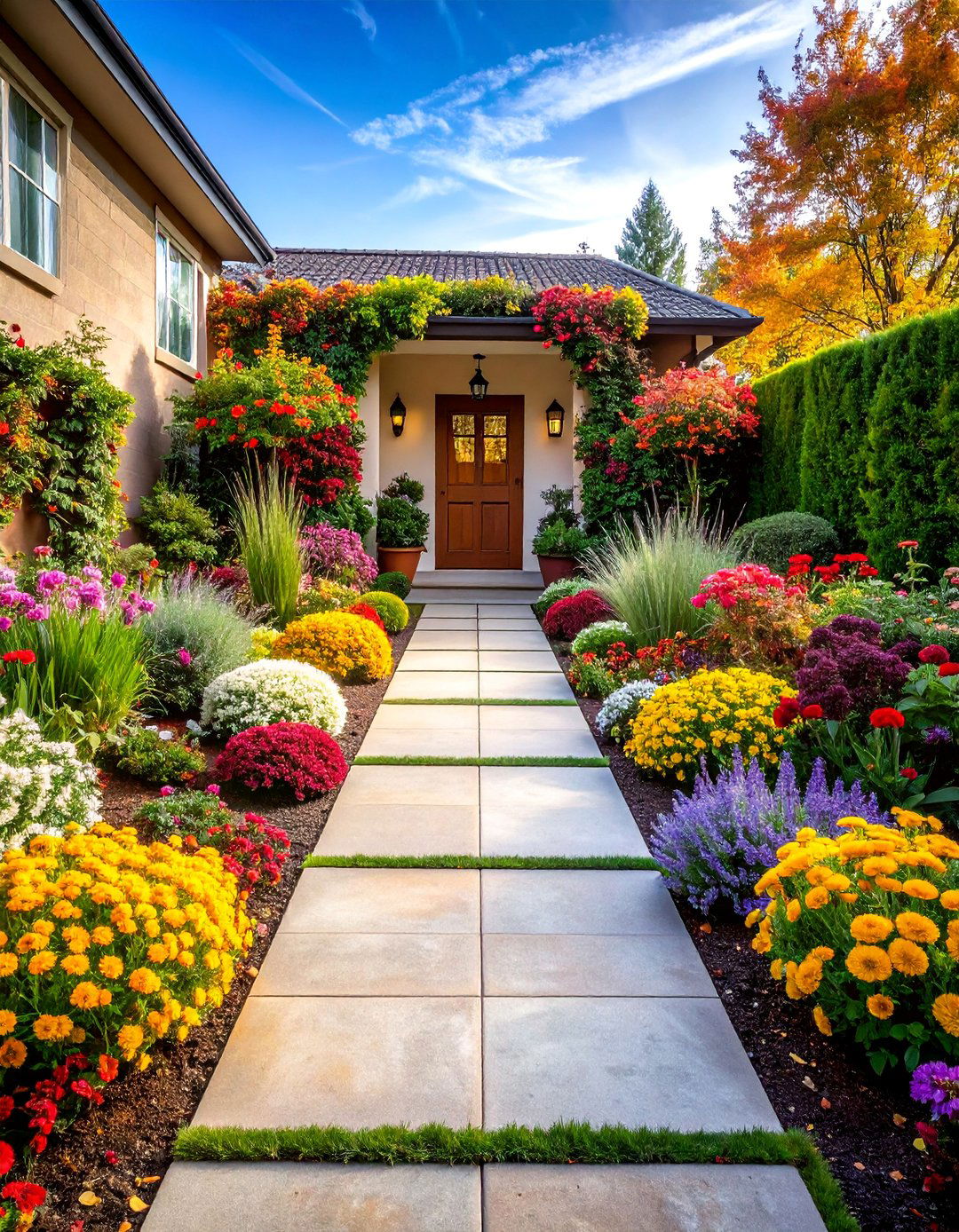 Entrance Pathway Accent Garden - 25 Front Yard Texas Flower Bed Ideas
