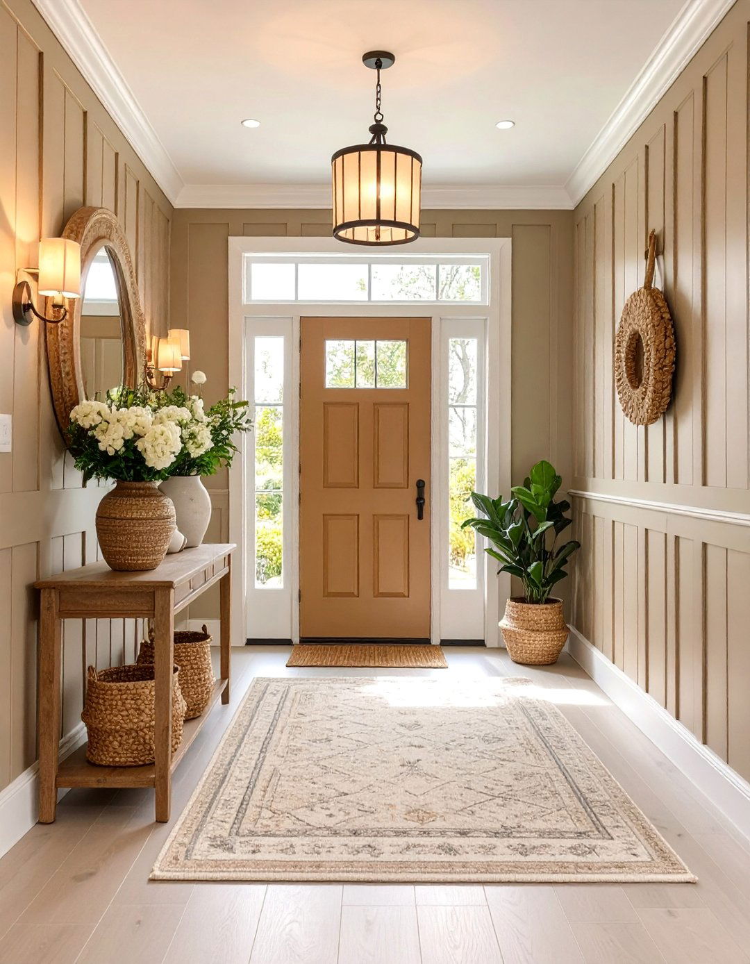 Entryway Board and Batten with Warm Taupe - 25 Board and Batten Wall Ideas