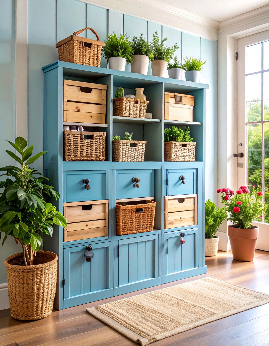 Entryway Command Center Storage - 25 Milk Crate Storage Ideas