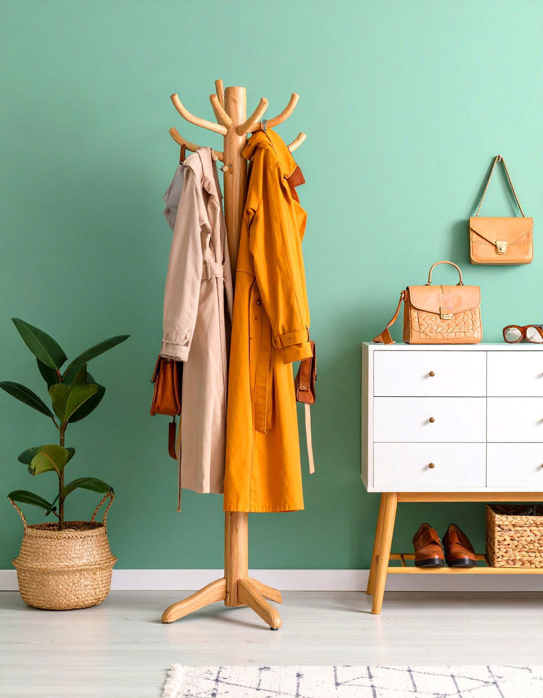 Entryway Hall Tree Storage - 25 Purse Storage Ideas