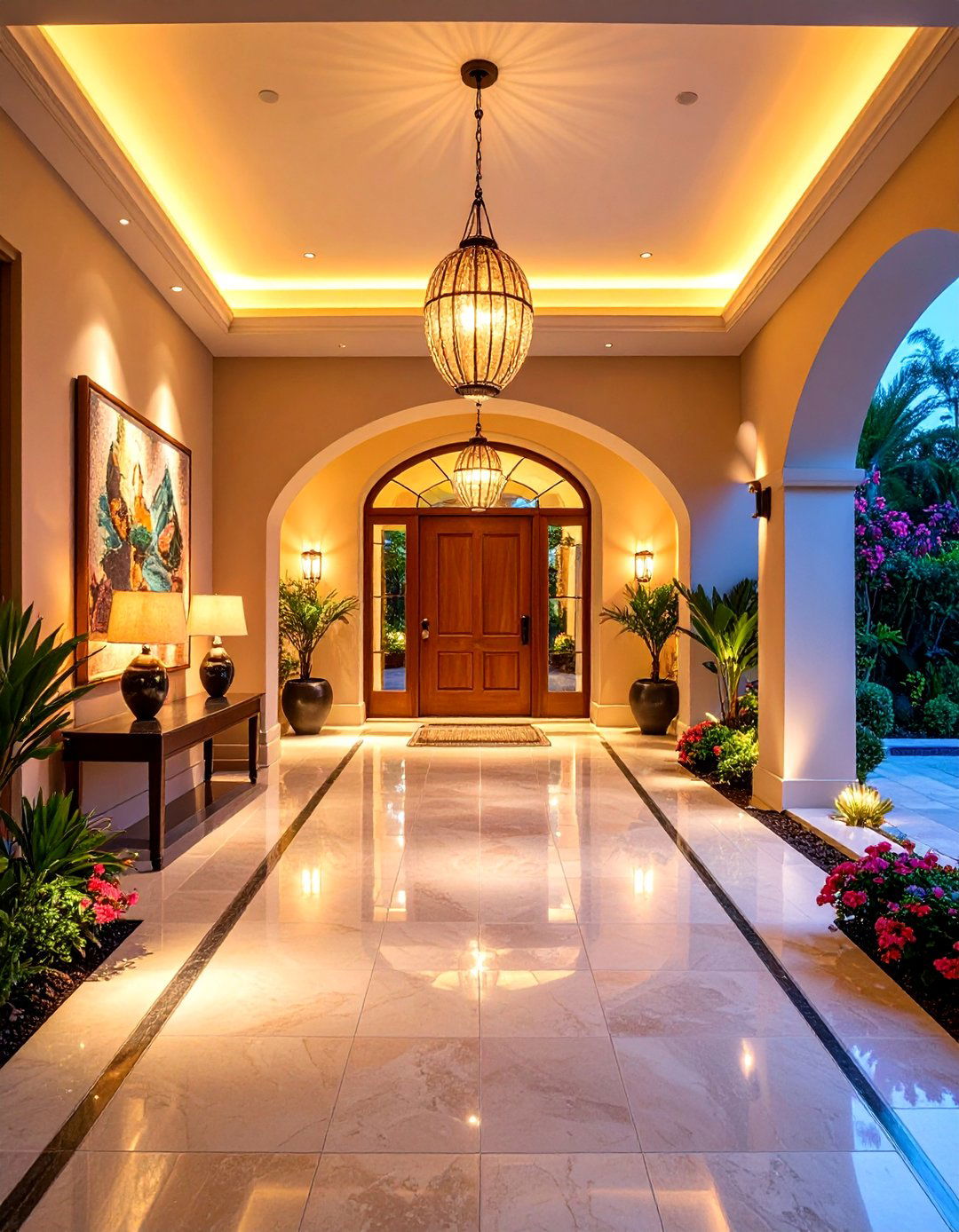 Entryway Welcome Lighting with Dramatic Recessed Accent Features - 25 Recessed Lighting Ideas
