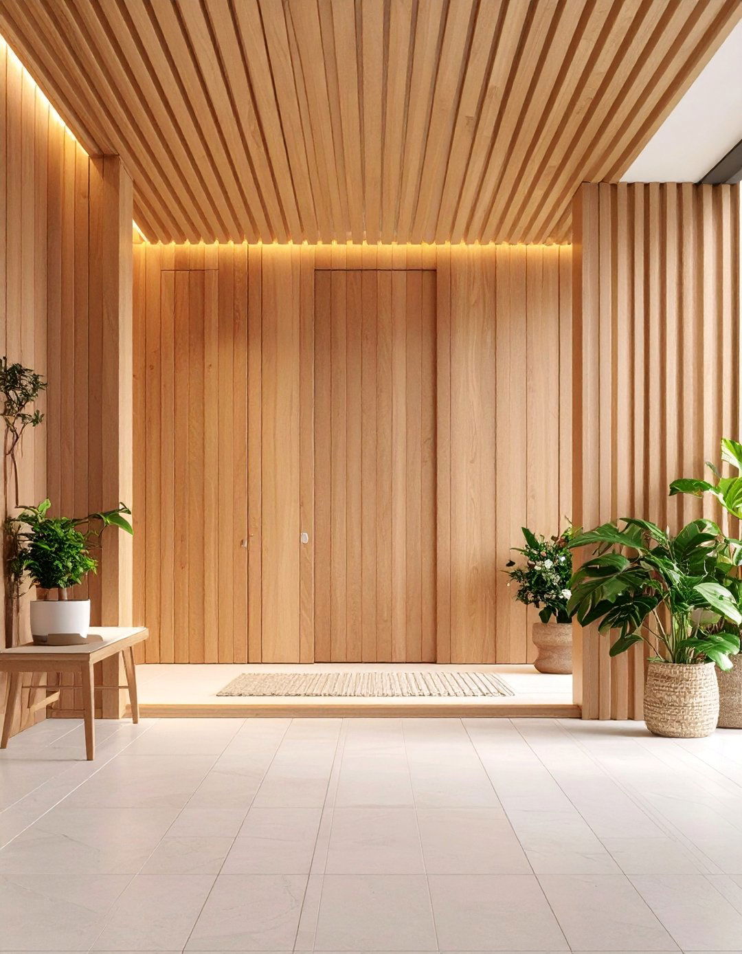 Entryway Wood Slat Welcome Wall