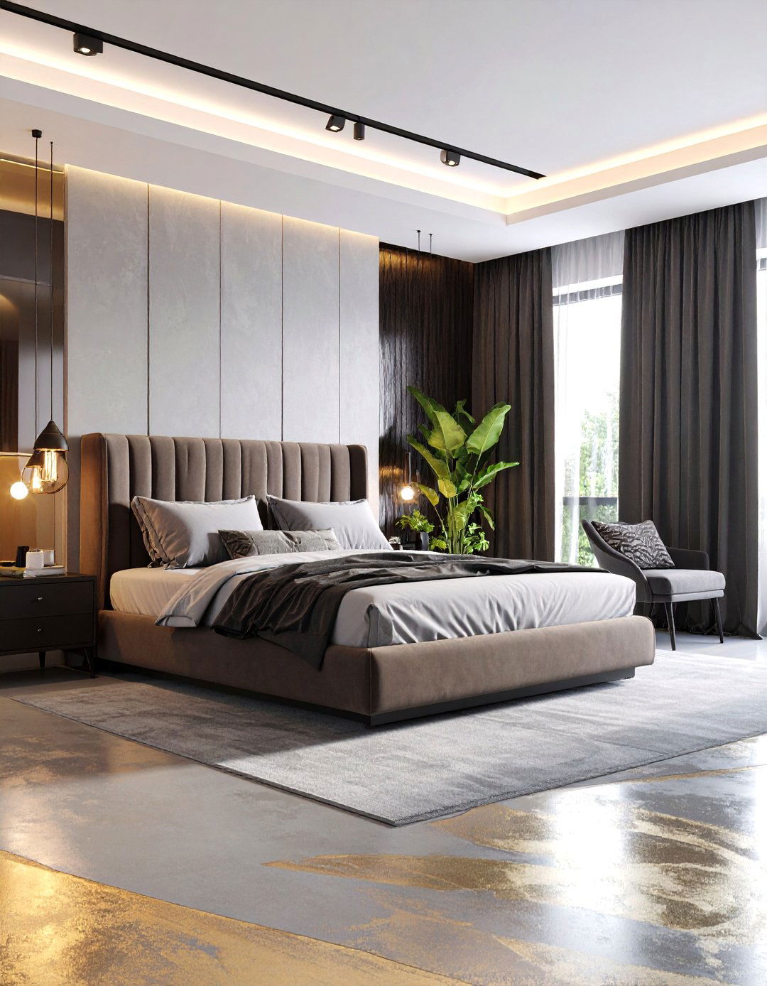 Epoxy Bedroom Flooring with Metallic Finish Effects - 25 Bedroom Flooring Ideas
