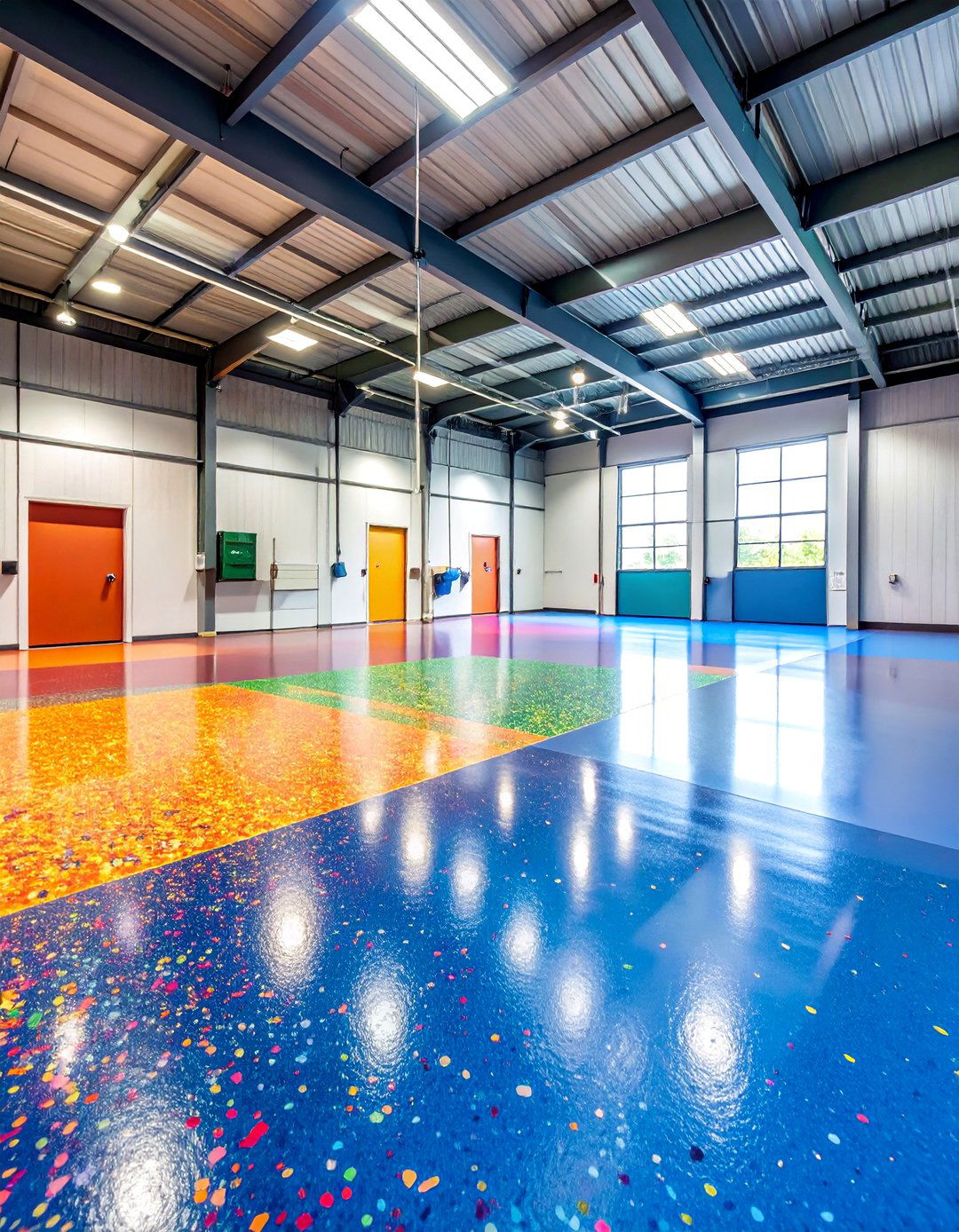 Epoxy Coated Concrete Shed Floor with Flake Finish - 25 Shed Floor Ideas