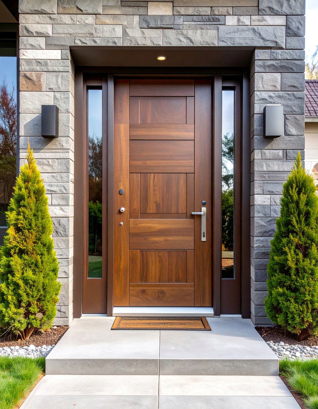 Espresso Brown Door with Modern Steel Accents - 25 Brown House Front Door Colors