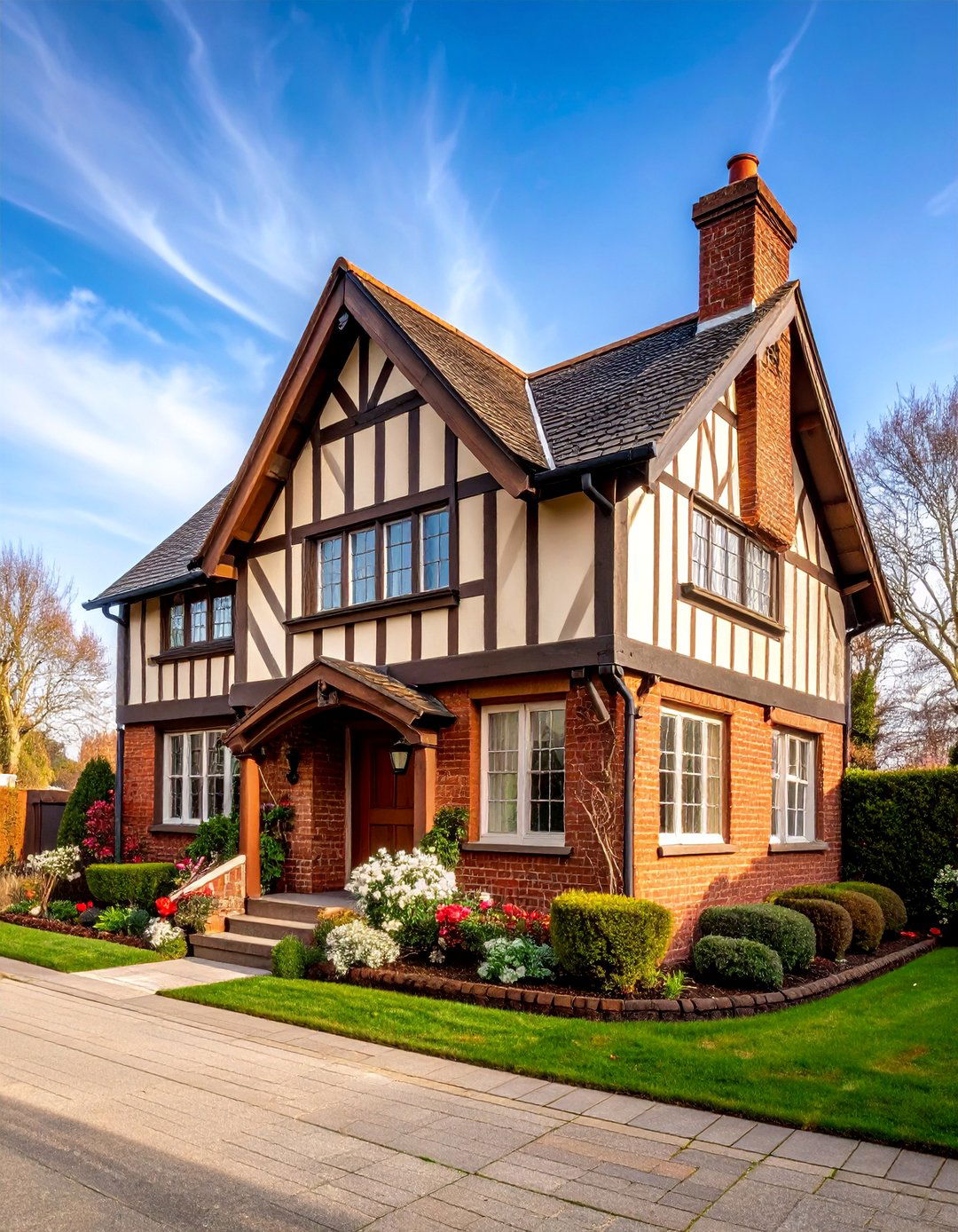 Espresso Brown Tudor Historic Inspired - 25 Dark Brown House Exterior Ideas