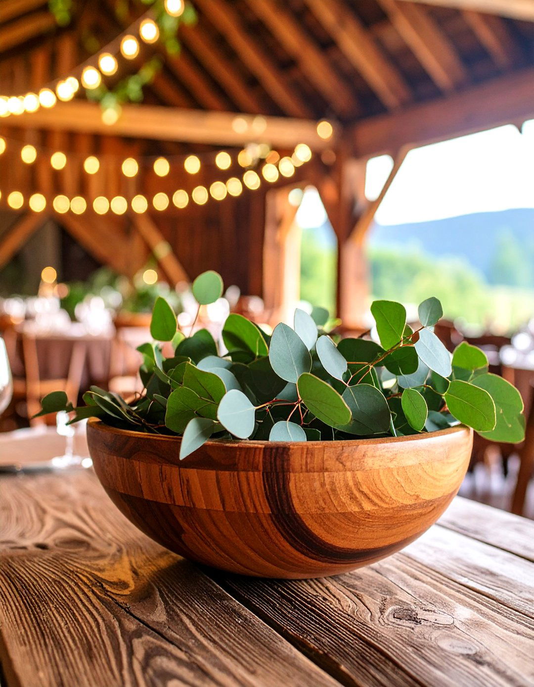 Eucalyptus Dough Bowl Farmhouse Style - 25 Eucalyptus Wedding Centerpieces