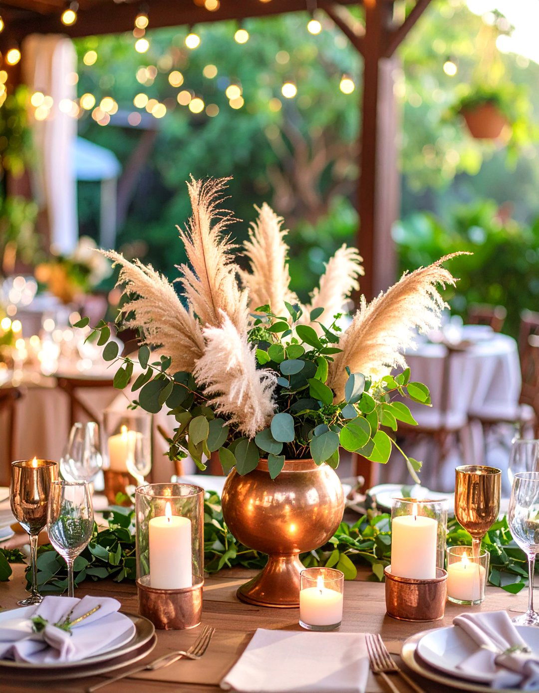Eucalyptus Feather Boho Arrangement - 25 Eucalyptus Wedding Centerpieces