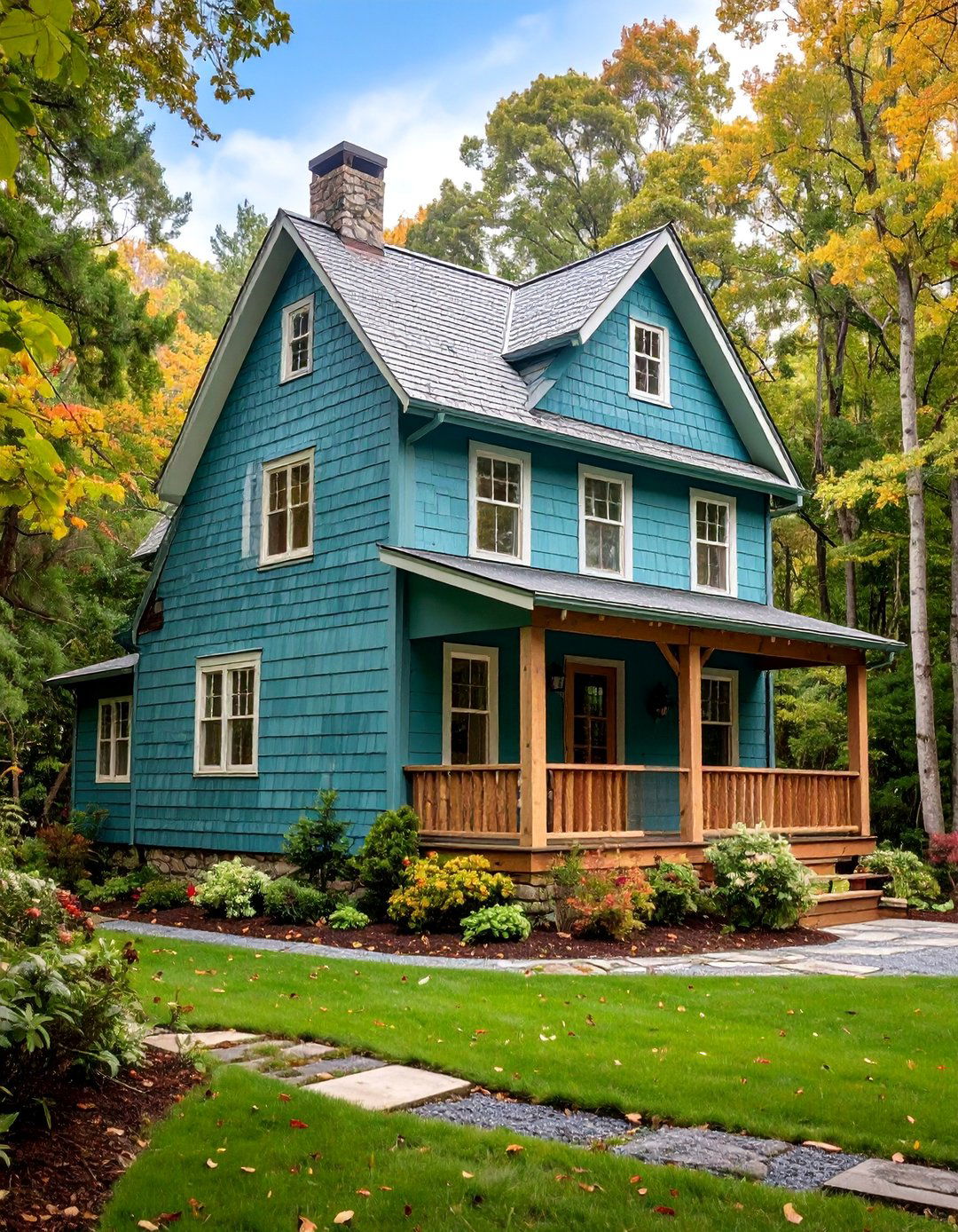 Eucalyptus Green Farmhouse with Natural Cedar Shingles - 25 Farmhouse Green Exterior Home Ideas