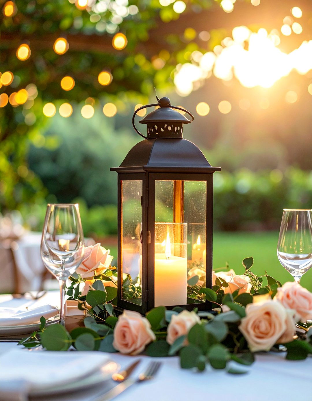Eucalyptus Vintage Lantern Arrangement - 25 Eucalyptus Wedding Centerpieces
