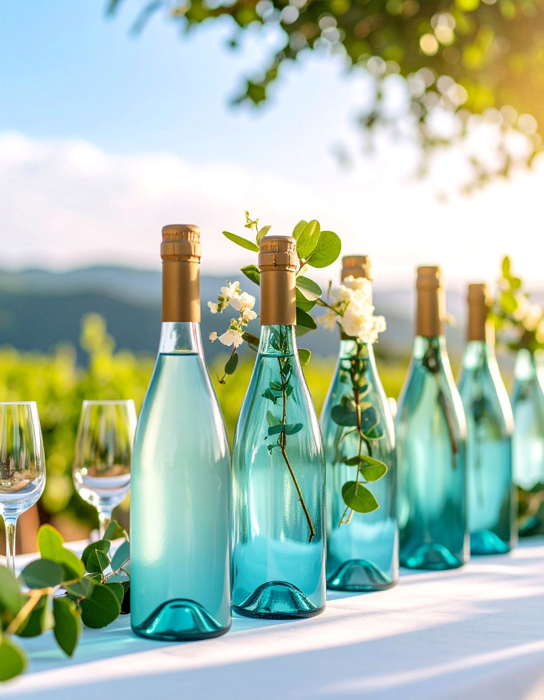 Eucalyptus Wine Bottle Vase Collection - 25 Eucalyptus Wedding Centerpieces