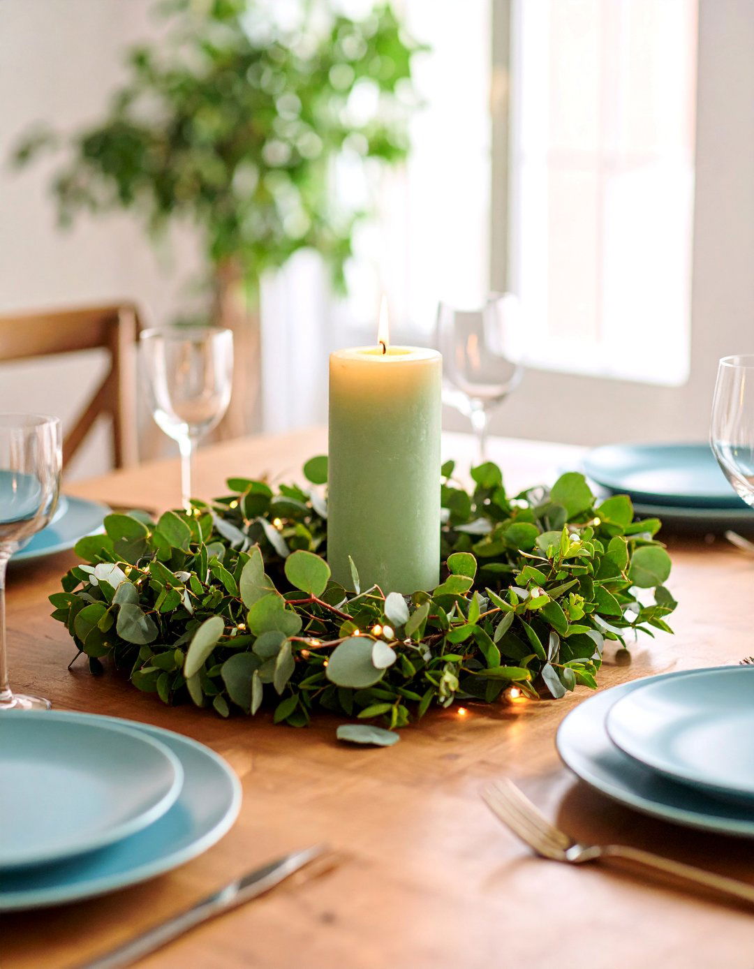 Eucalyptus Wreath Candle Ring - 25 Eucalyptus Wedding Centerpieces