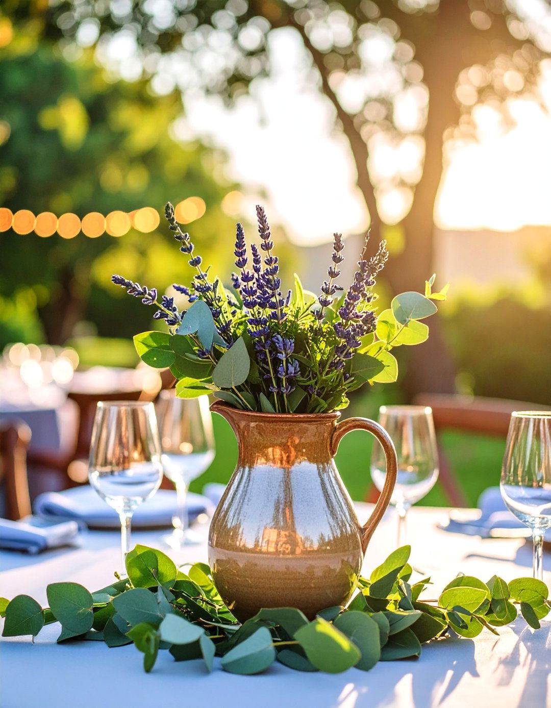 Eucalyptus and Lavender Ceramic Pitcher - 25 Eucalyptus Wedding Centerpieces