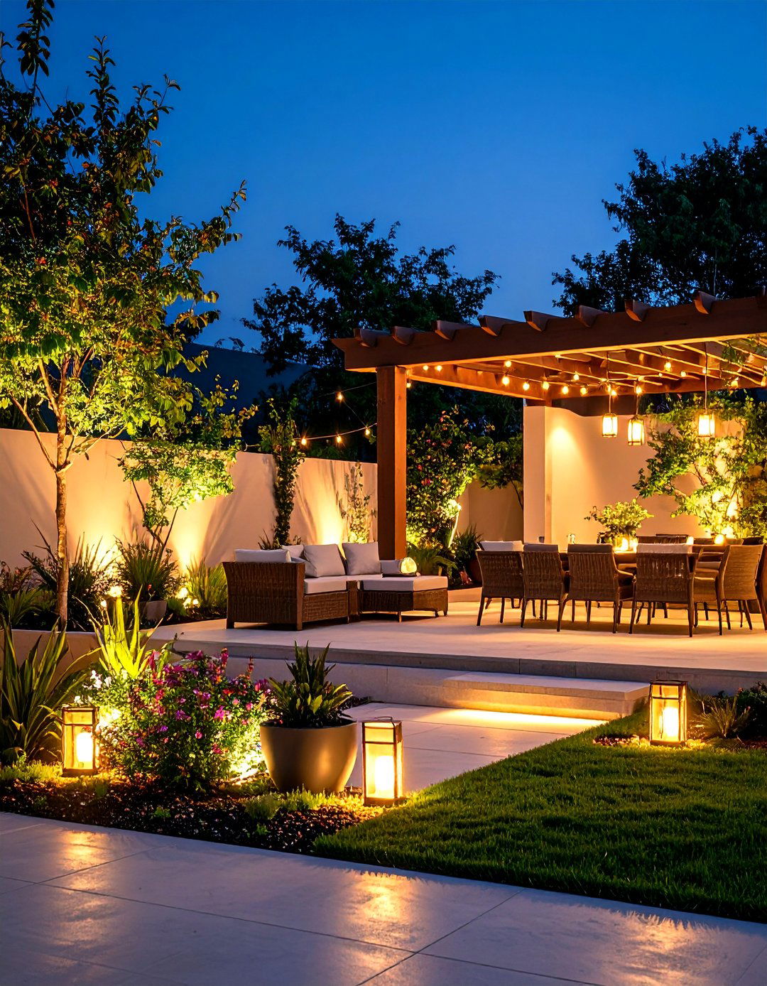 Evening Entertainment Area with Ambient Plant Lighting - 25 Patio Plants