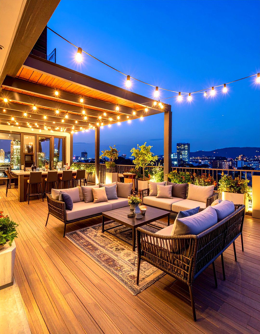 Evening Entertainment Zone with Outdoor Lighting - 25 Balcony Ideas
