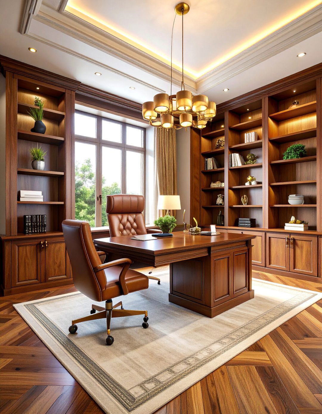 Executive Home Office with Built In Storage - 25 Spare Room Ideas