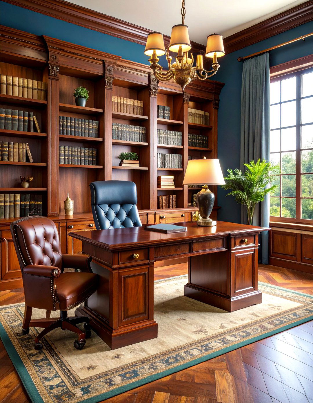 Executive Traditional Home Office with Rich Mahogany - 25 Home Office Ideas for Him