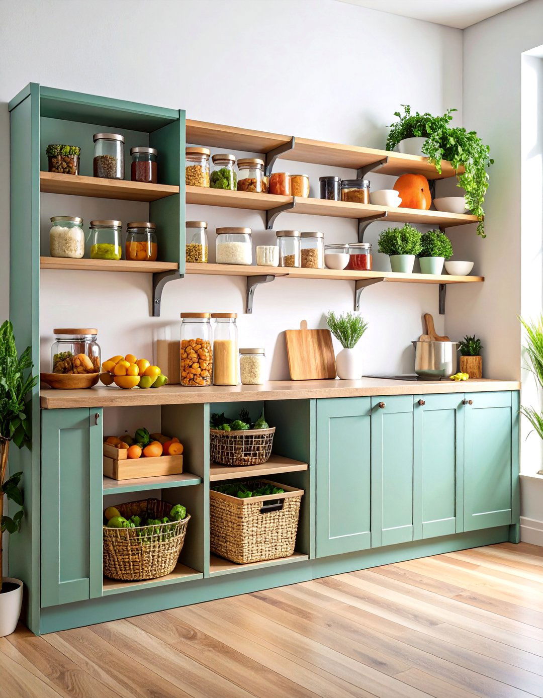 Expandable Pantry Cabinet with Pull Out Components - 25 Small Kitchen Storage Ideas