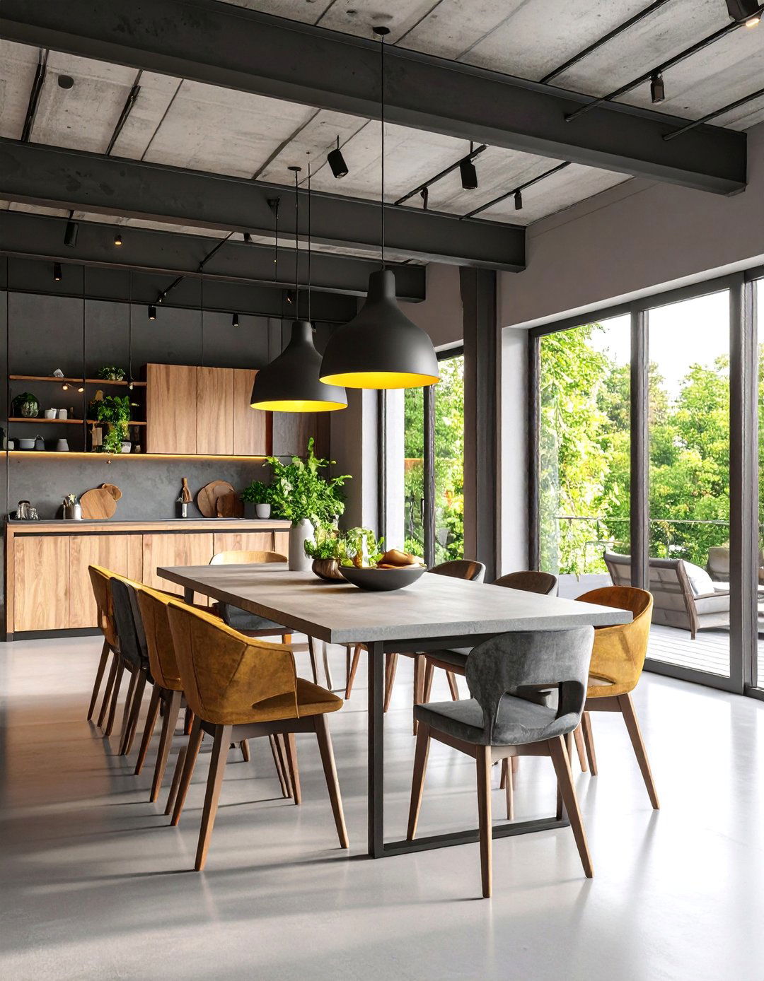 Exposed Beam Brutalist Dining Space - 25 Brutalist Interior Design Ideas