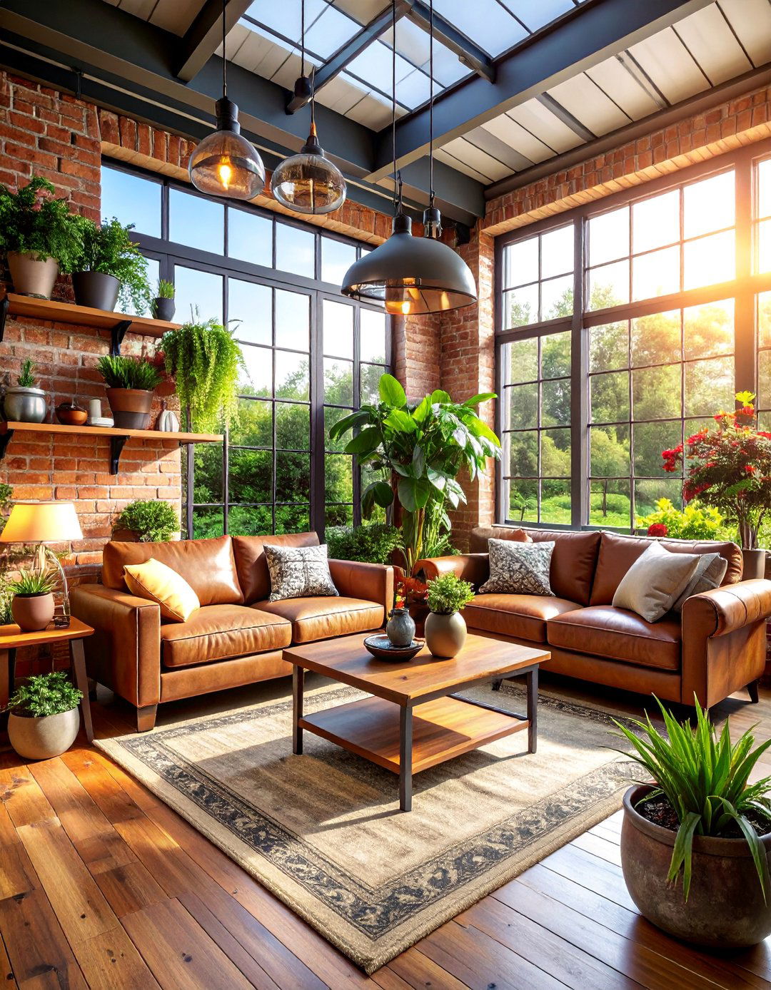 Exposed Brick Sunroom with Industrial Touches - 25 Rustic Sunroom Ideas