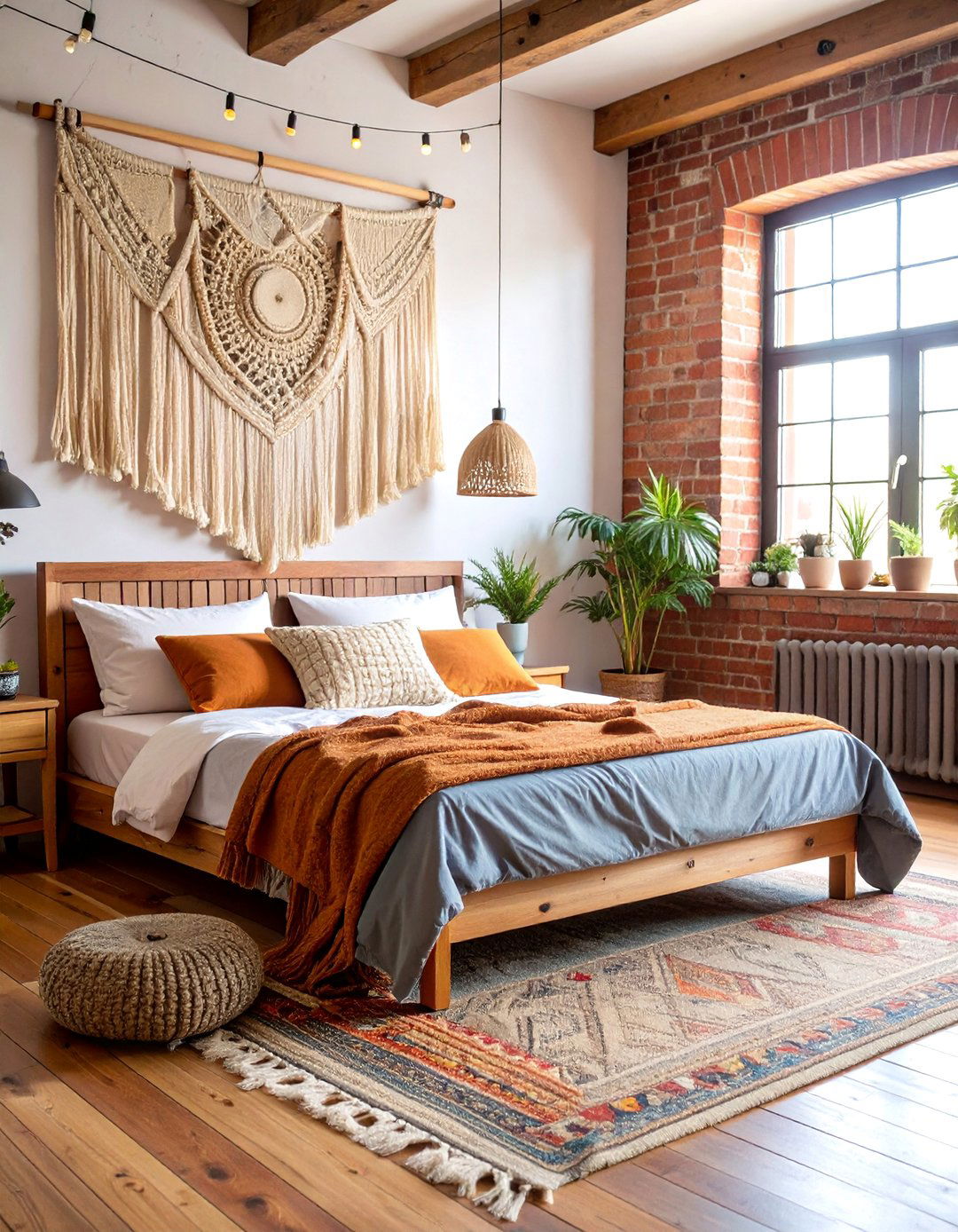 Exposed Brick Urban Boho - 25 Dark Boho Bedroom Ideas