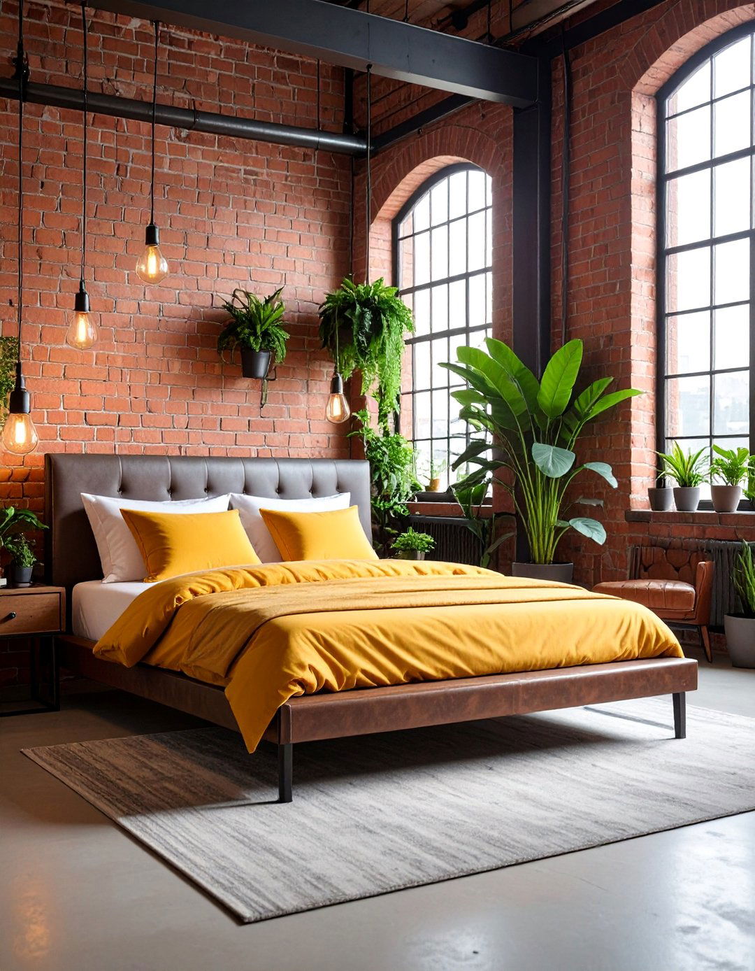 Exposed Brick Urban Loft Bedroom - 25 Hipster Bedroom Ideas