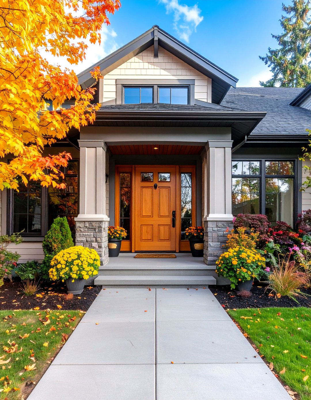 Extended Door Trim with Integrated Sidelight Framework - 25 Exterior Door Trim Ideas