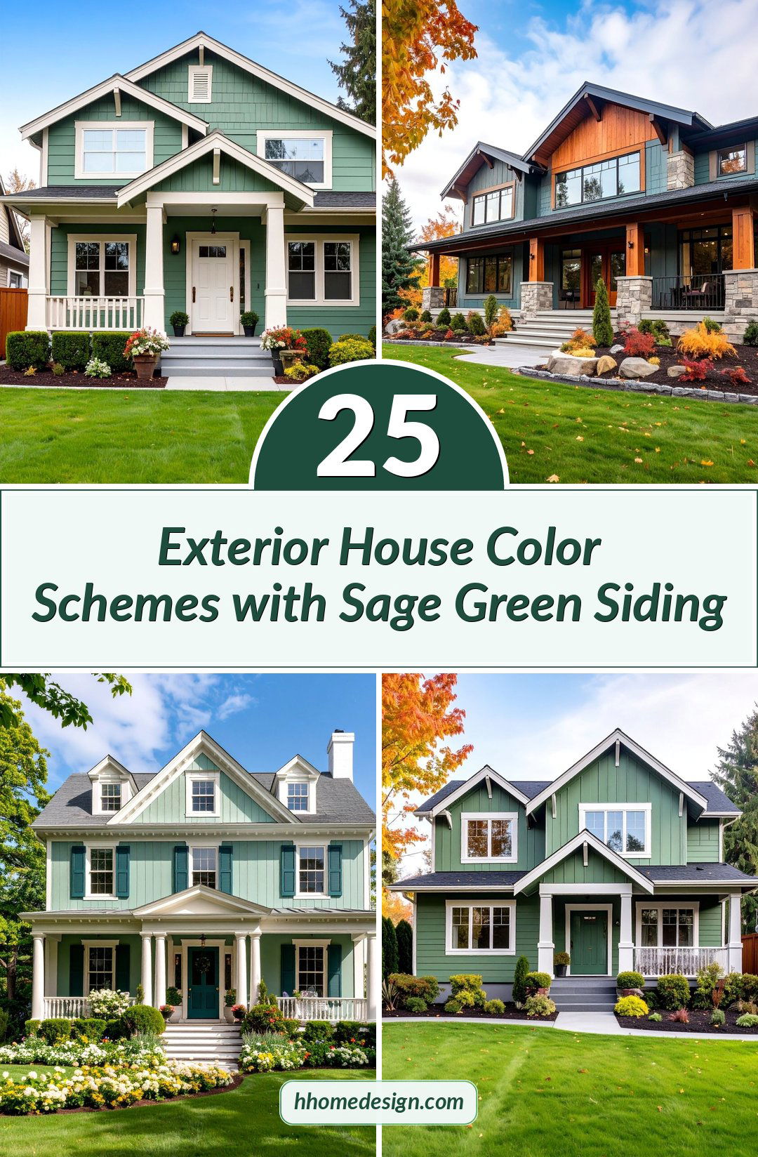 25 Exterior House Color Schemes with Sage Green Siding