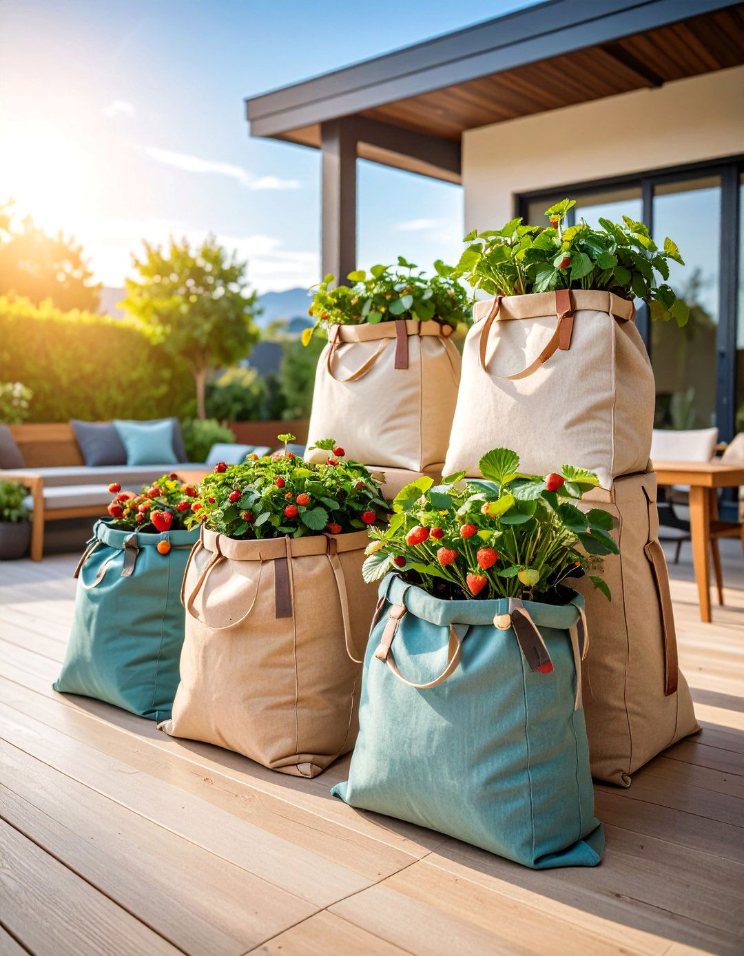 Fabric Grow Bag Strawberry Tower - 25 Strawberry Planter Ideas