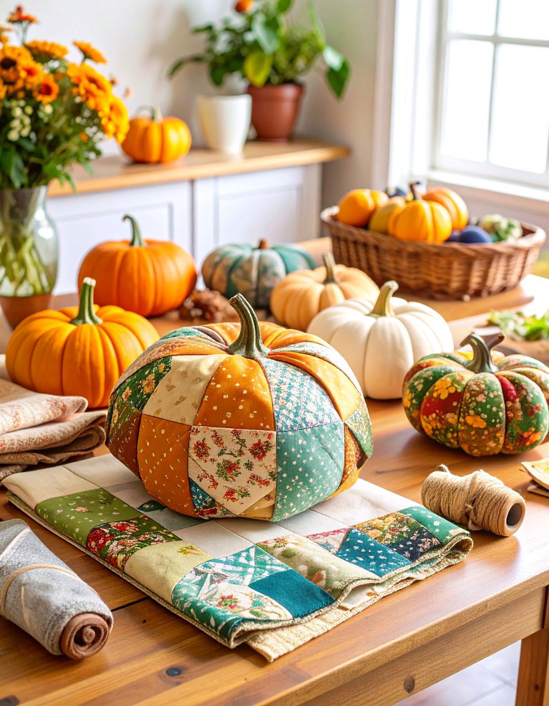 Fabric Pumpkin Patchwork Quilt Design - 25 Pumpkin Decor Ideas