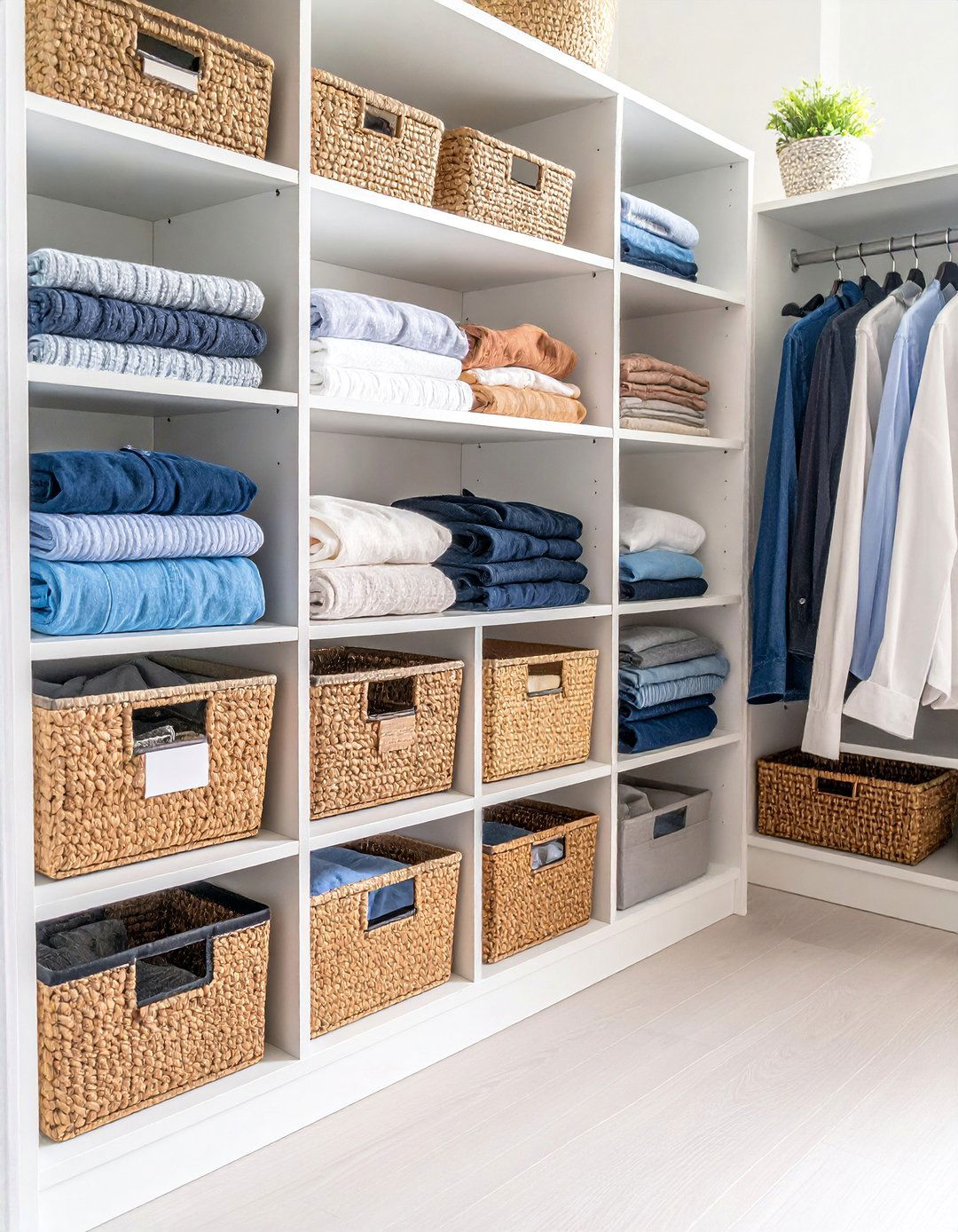Fabric Storage Bins with Handles and Labels - 25 Clothes Storage Ideas