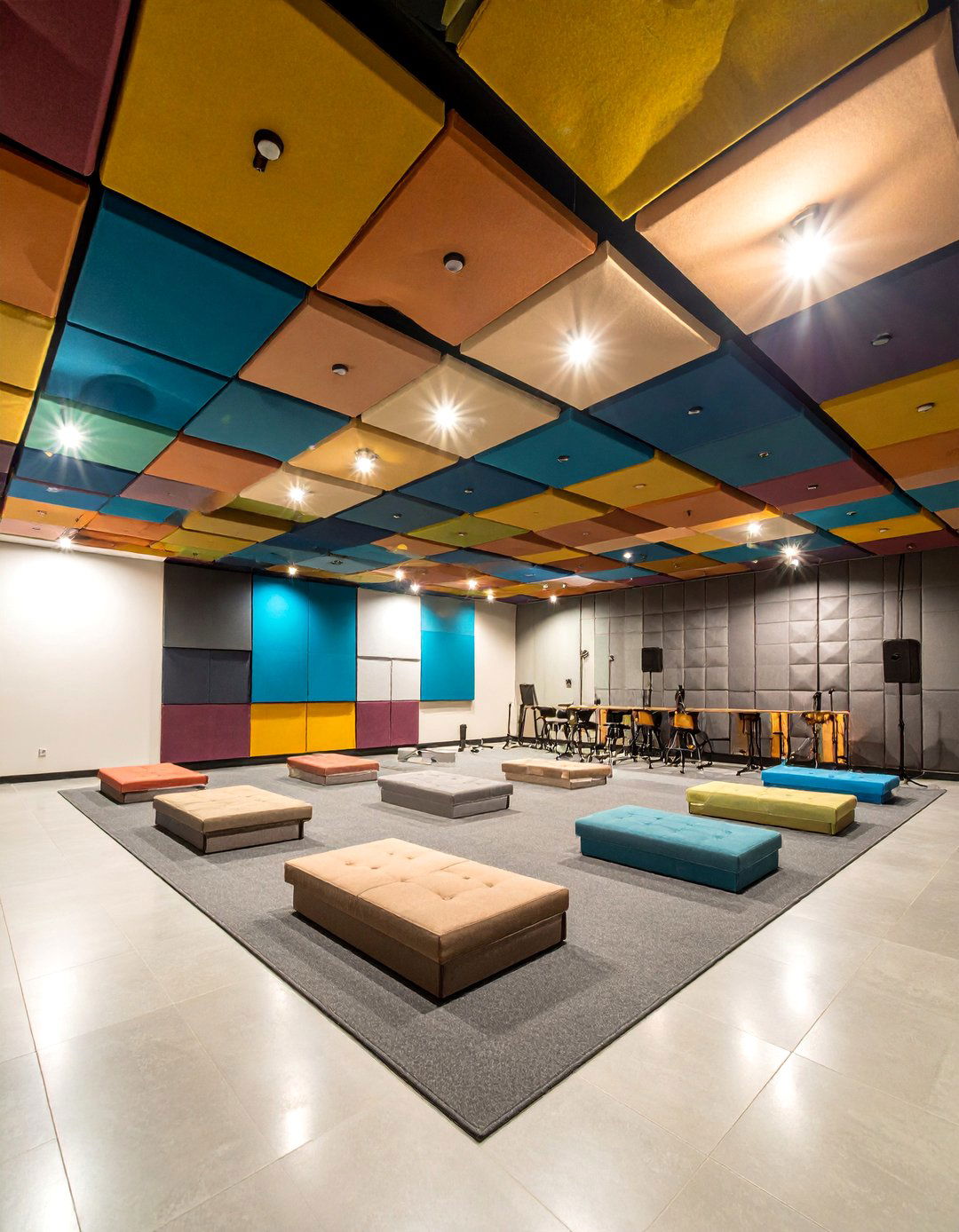 Fabric Wrapped Acoustic Ceiling Panels - 25 Basement Drop Ceiling Ideas