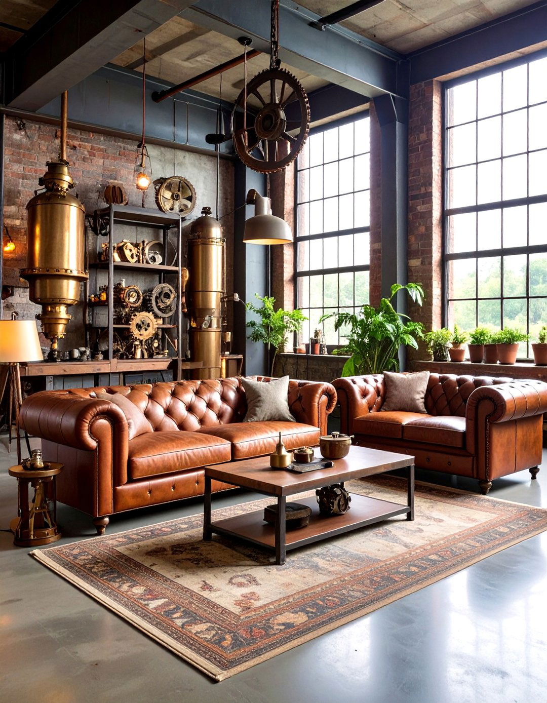 Factory Floor Living Room Recreation - 25 Steampunk Living Room Ideas