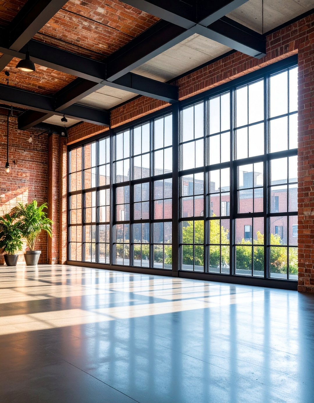 Factory Window Wall with Steel Frame Partitions - 25 Industrial Decor Ideas