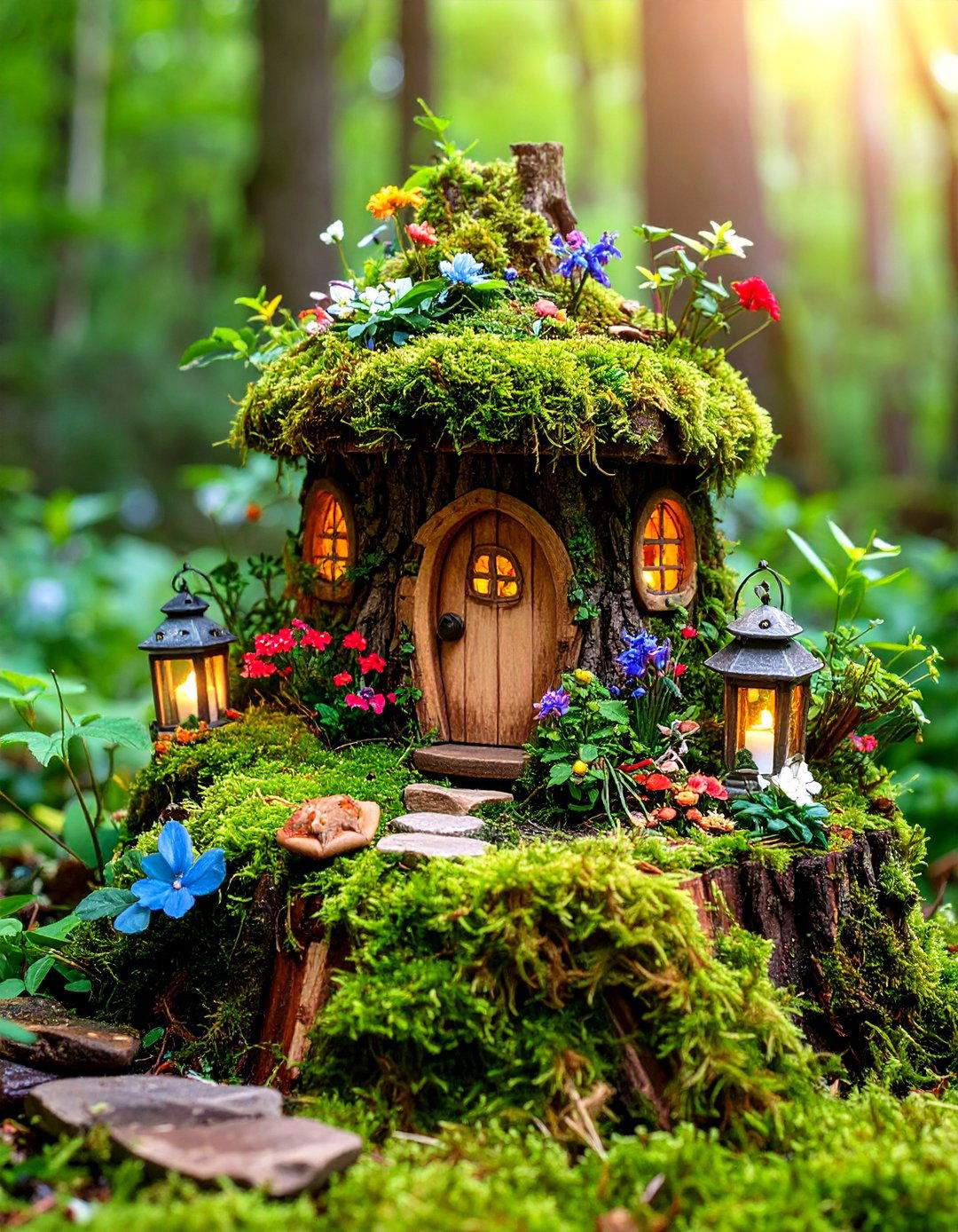 Fairy Door Tree Stump Garden - 25 Fairy Garden Container Ideas