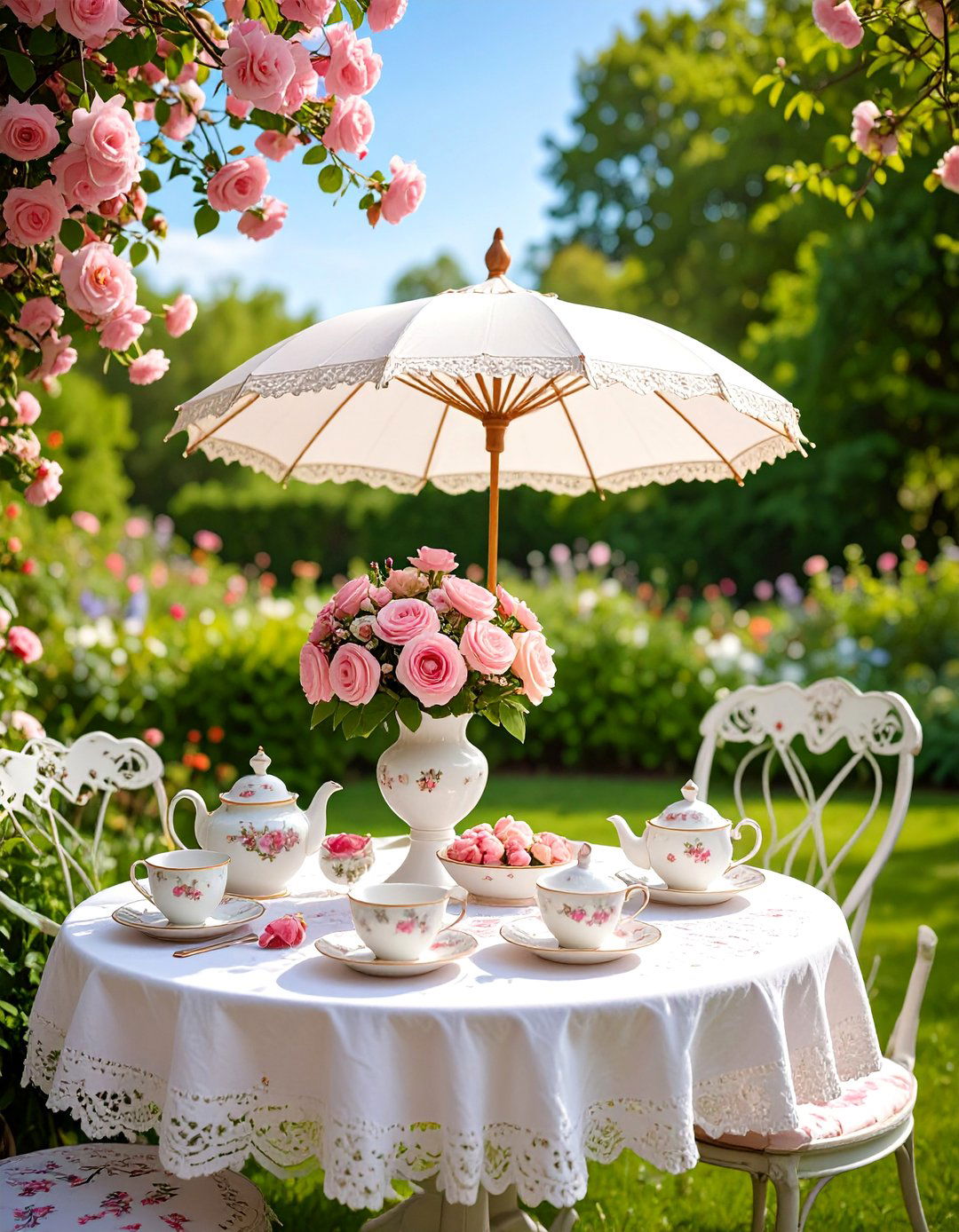 Fairy Garden Floral Tea Party - 25 Fairy Garden Ideas