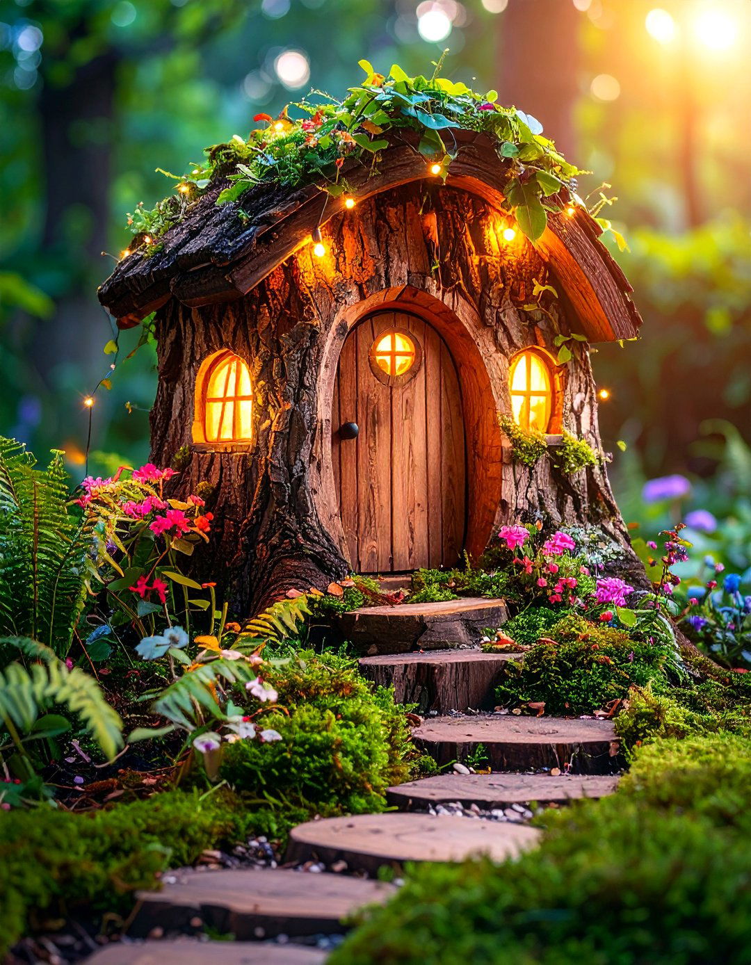 Fairy Garden Tree Stump Cottage - 25 Fairy Garden Ideas