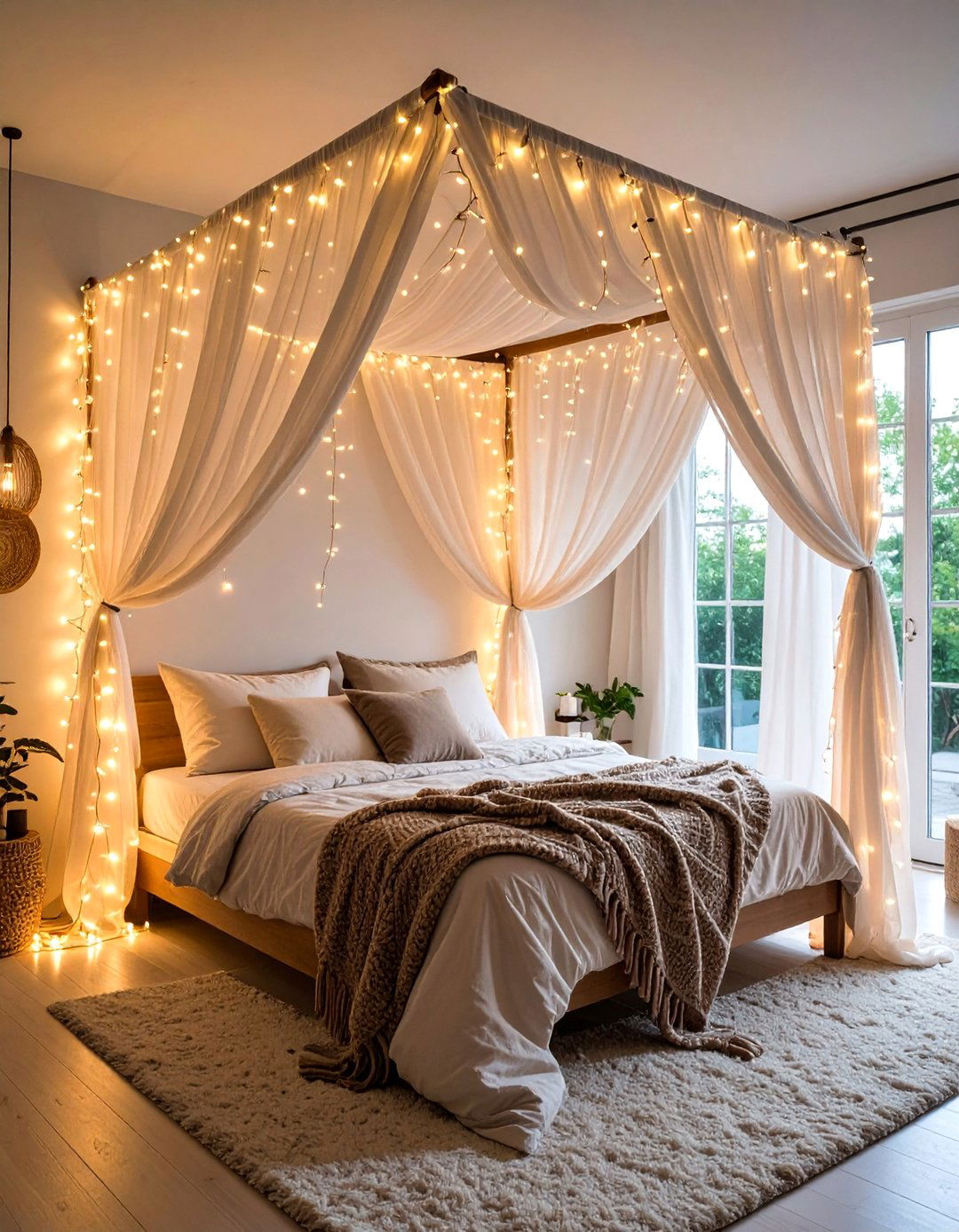 Fairy Light Canopy Boho Bedroom - 25 Boho Teen Bedroom Ideas