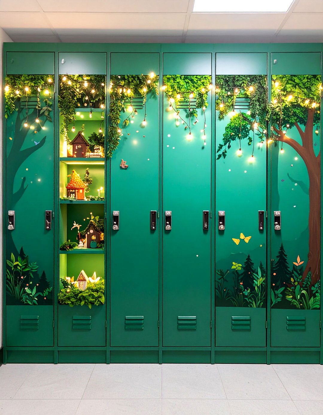 Fairy Light Enchanted Forest Locker - 25 Locker Decor Ideas