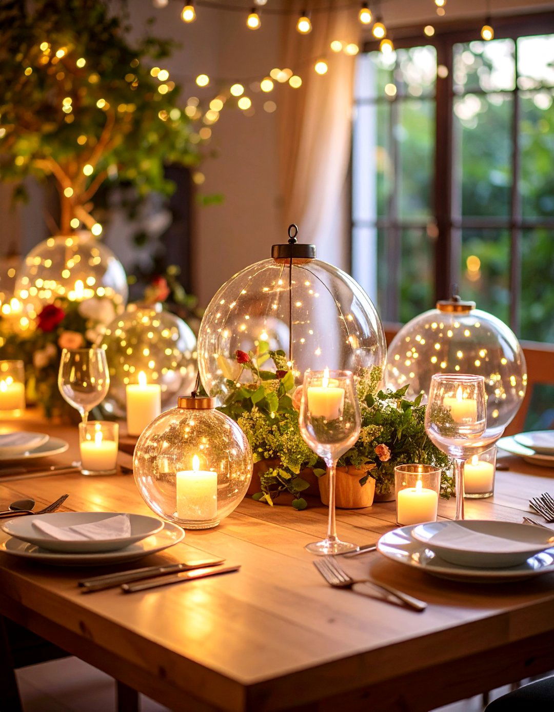 Fairy Light Glass Globe Centerpiece - 25 Centerpiece Ideas