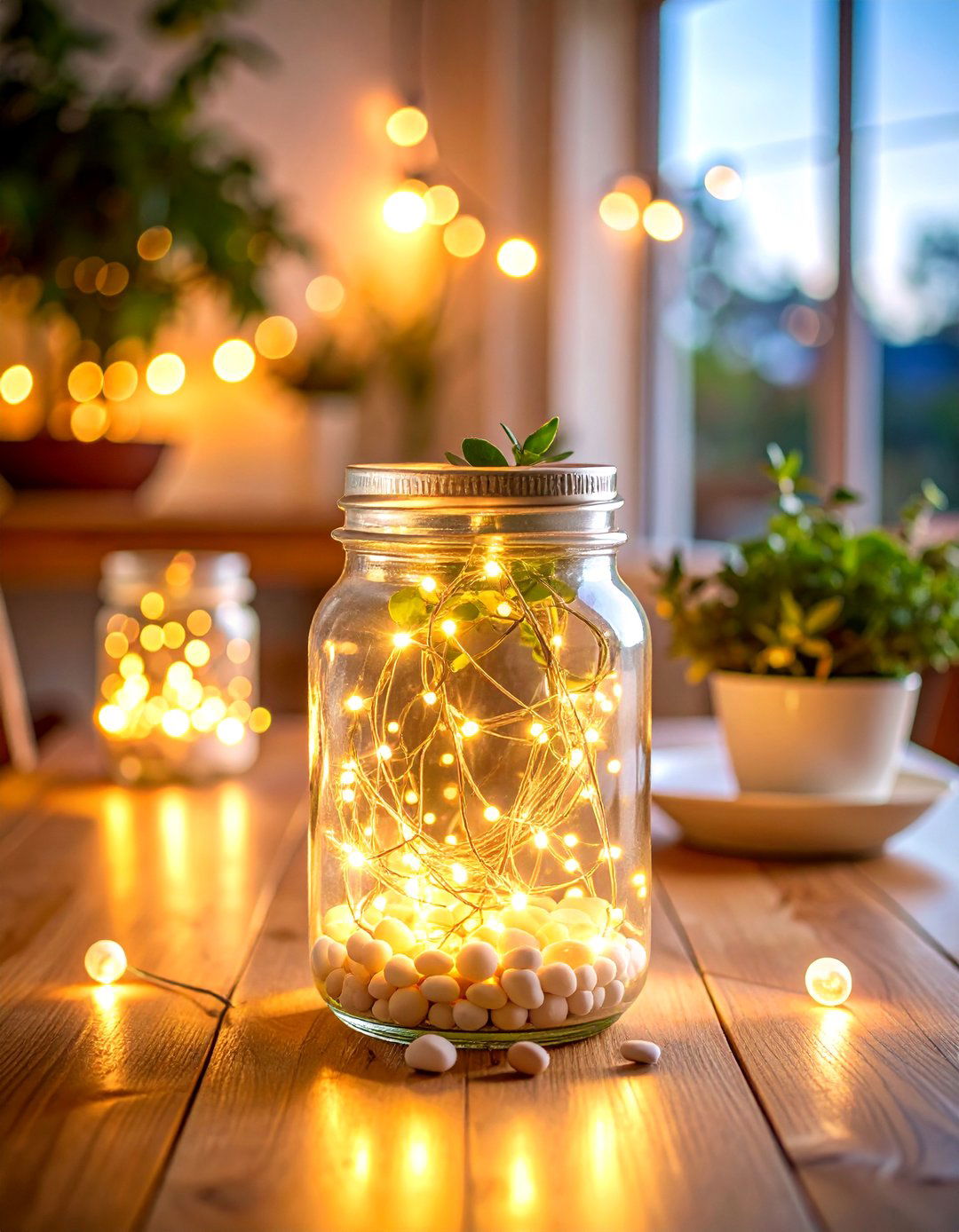 Fairy Light Mason Jar Centerpiece - 25 Mason Jar Centerpiece Ideas